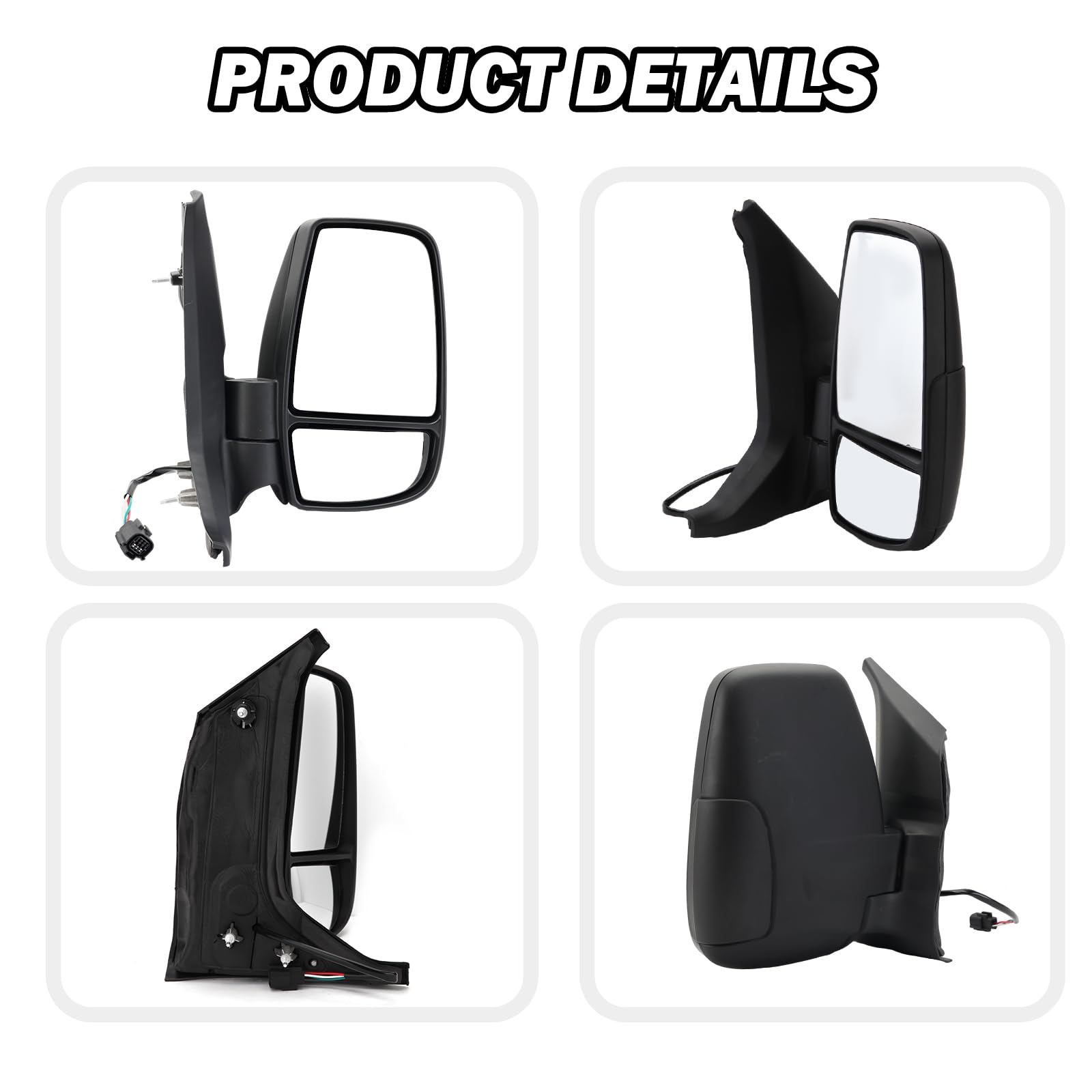 Mofoap Passenger Side Mirror,Mirror Compatible With 2015-2025 Ford Transit 150 250 350 350 Hd,Transit Side View Power Glass Towi