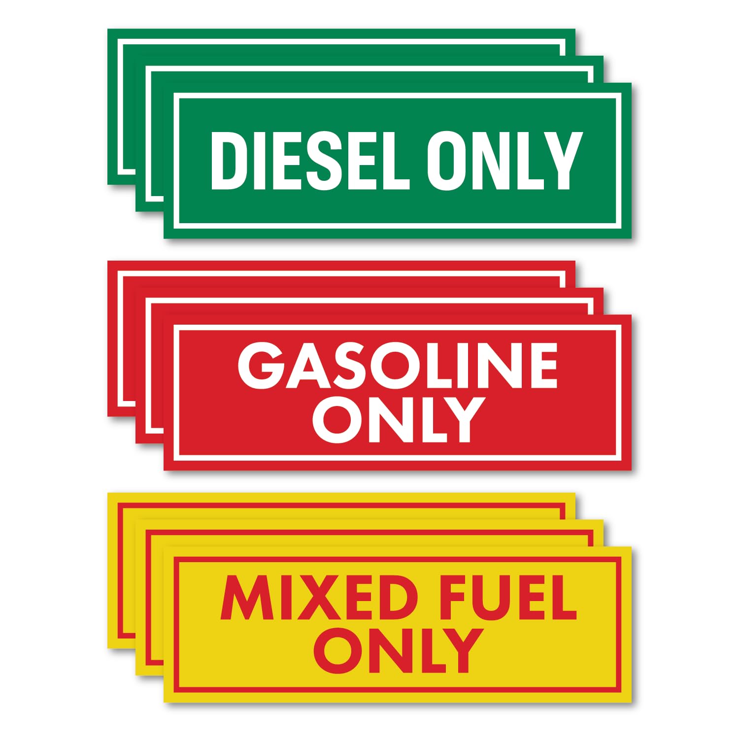 Sutter Signs 9Pc Diesel Only/Gasoline Only/Mixed Fuel Only Stickers For Fuel Tank | Weatherproof Adhesive Decals For Trucks, Tra