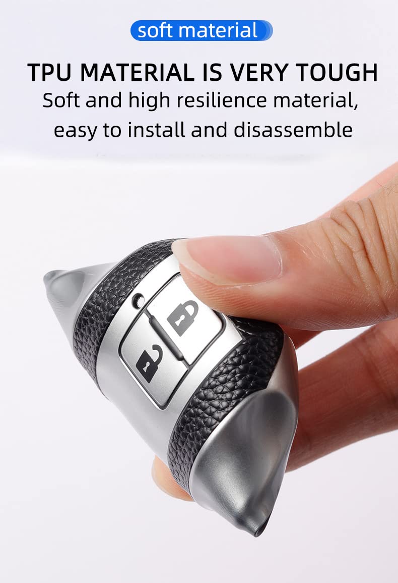 Hibeyo For Suzuki Key Fob Cover Key Case Compatible With Suzuki Swift 2017 2018 Wagon R Replacement Tpu Leather Texture Smart 2