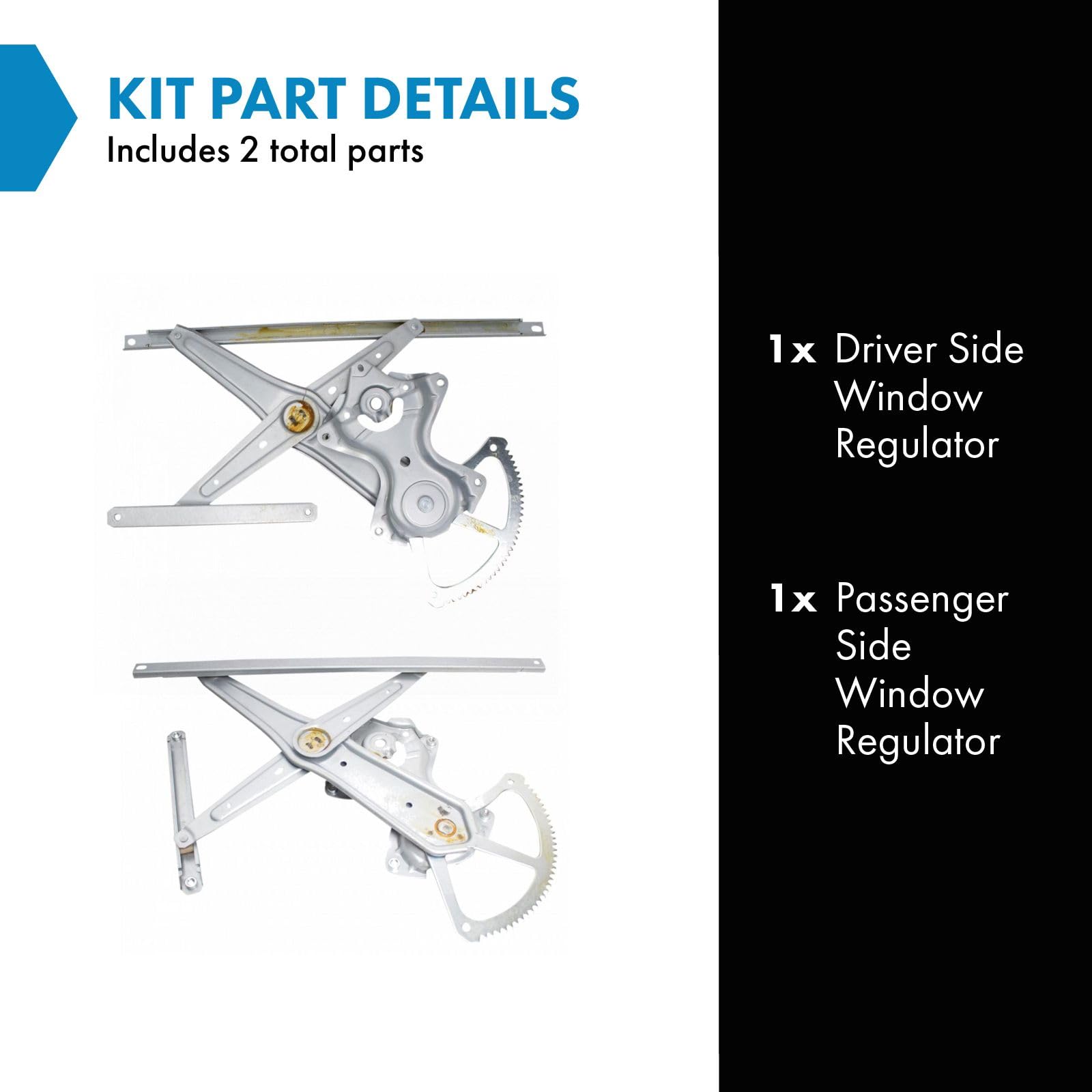 Trq Driver & Passenger Side Power Window Regulator Set Compatible With 2021 Lexus Es250 2019-2021 Es300H Es350 2018-2021 Toyota