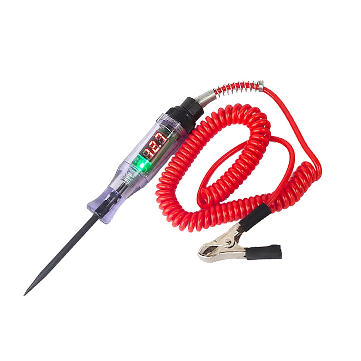 Sodcay 1 Pc Car Digital Electric Pen, 6V-12V-24V Dc Car Circuit Tester Light, Test Light With 5.9Ft Extended Spring Wire, Car Tr