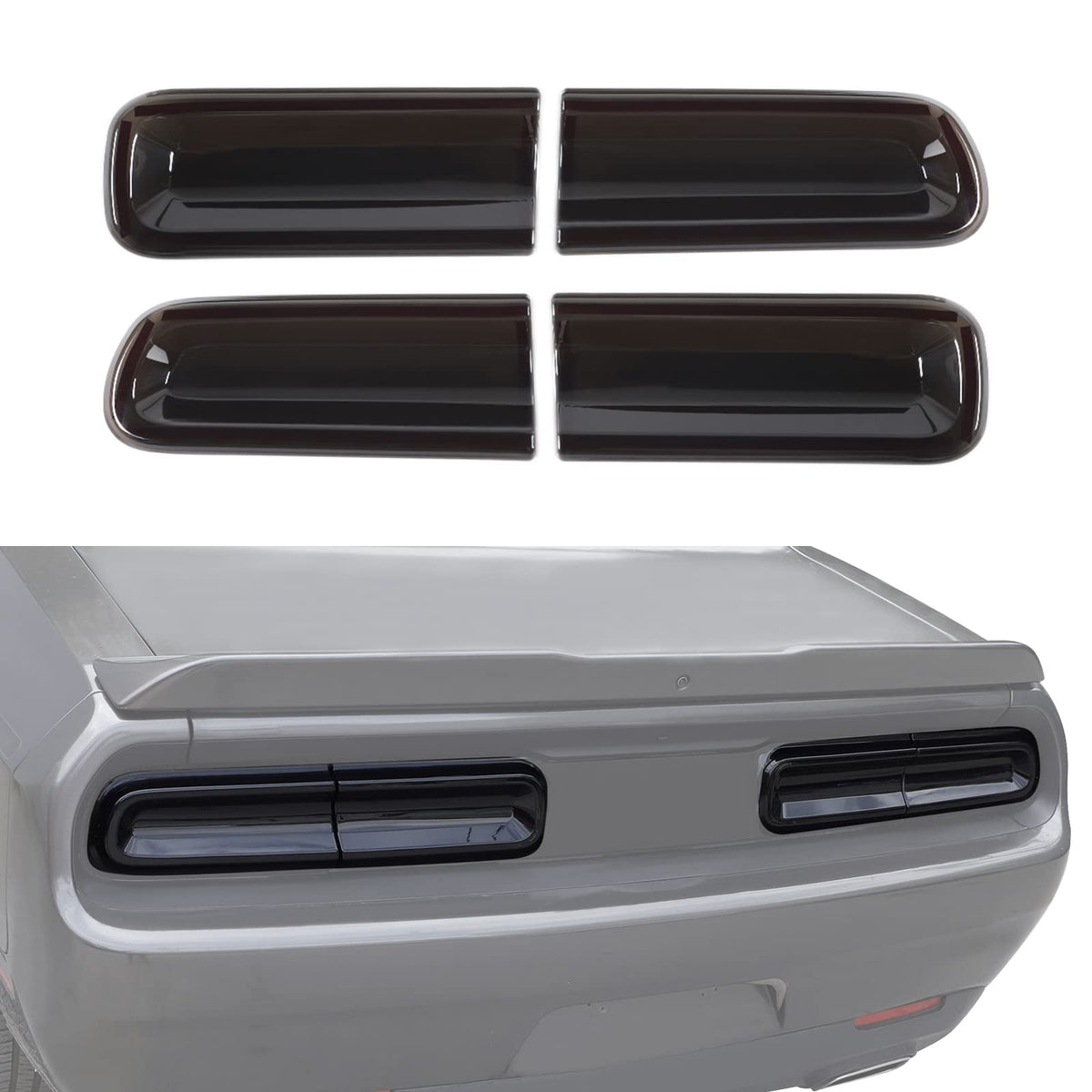 Jecar Smoked Tail Light Covers Rear Light Guards Exterior Accessories Compatible With Dodge Challenger 2015-2023
