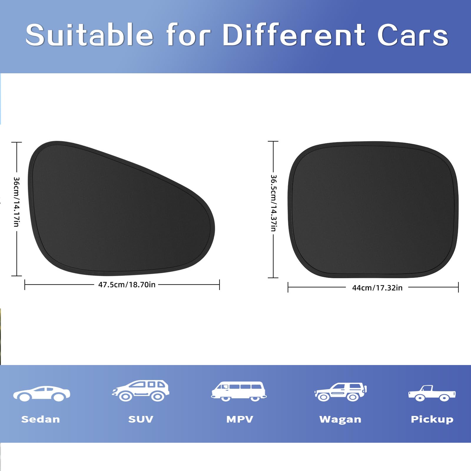 Edotim Car Window Shades, [2025 Upgrade] Electrostatic Adsorption Car Window Covers, Complete Blackout, UV Blocking, Suitable fo