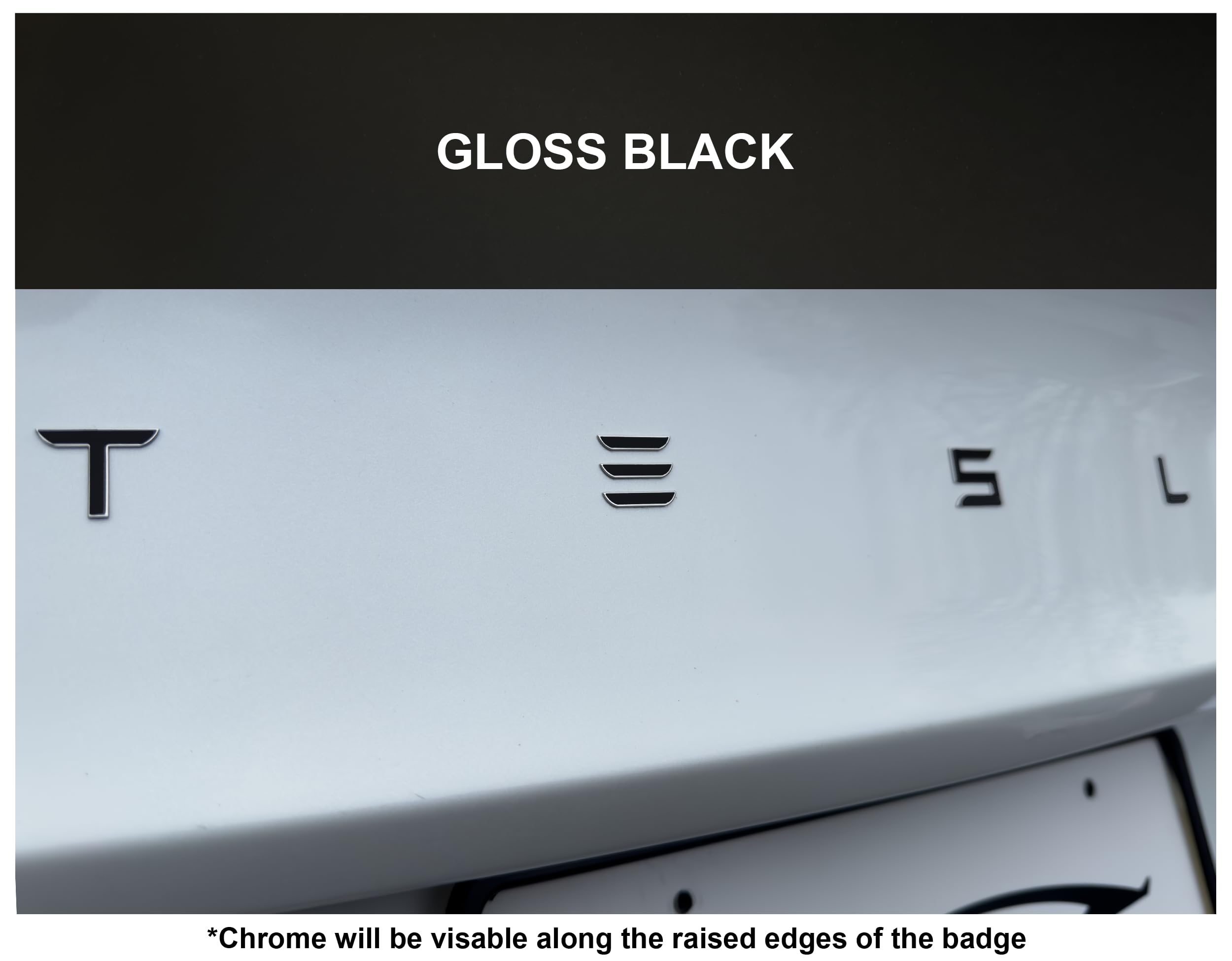 Custom Cut Graphics Vinyl Logo Wrap For Tesla Model 3 (2024 To Current), Standard Wrap, 2 Pc-Set (Gloss Black)