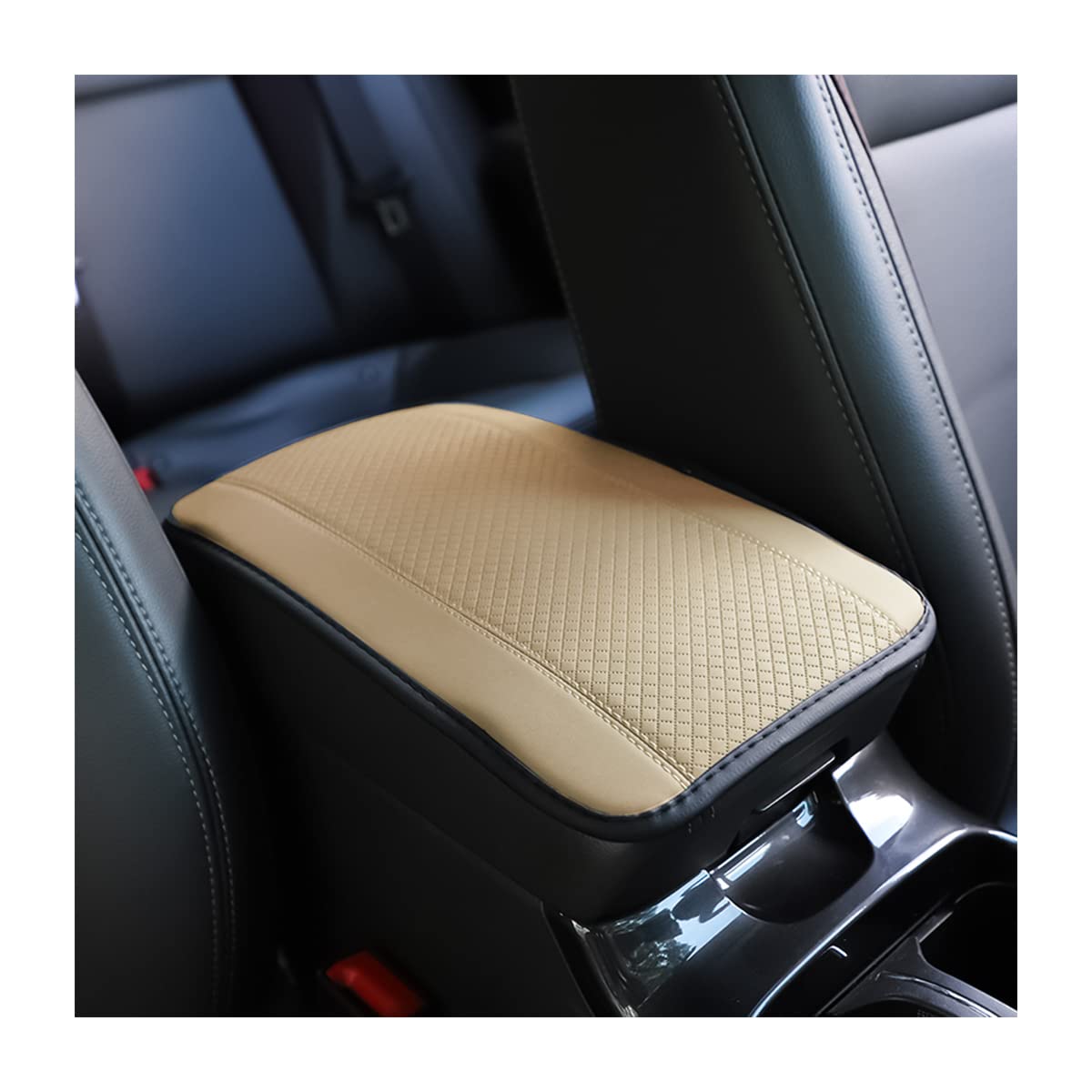 8Sanlione Car Armrest Storage Box Mat, Fiber Leather Car Center Console Cover, Car Armrest Seat Box Cover Accessories Interior P