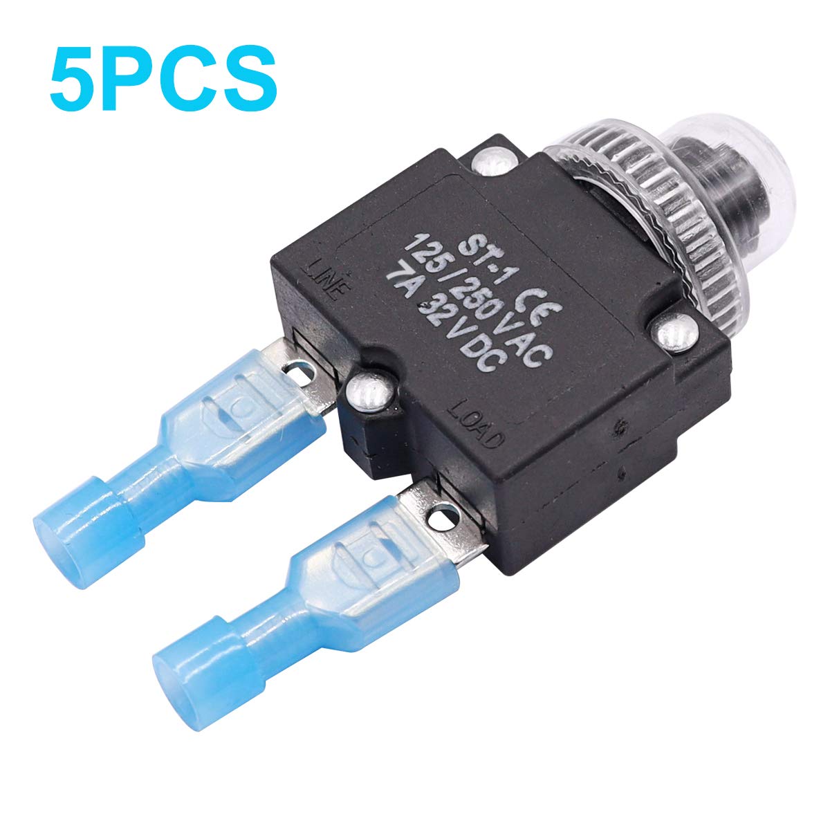 mxuteuk 5Pcs 7Amp Circuit Breakers Push Button Manual Reset 125/250V AC 32V DC,Overload Protector Switch Thermal Circuit Breaker