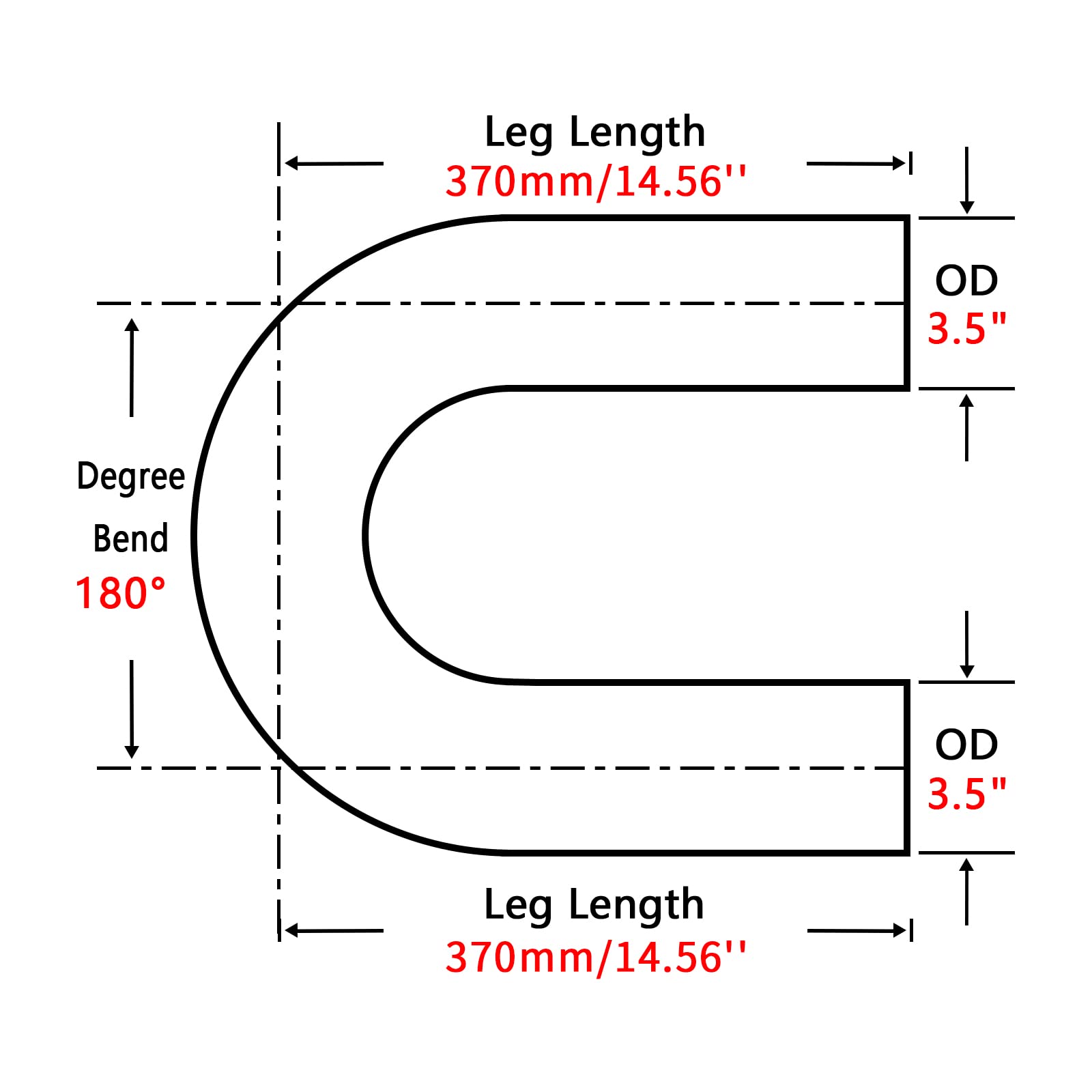 Fgjqefg 3.5 Inch 180 Degree Diy Custom Mandrel Exhaust Pipe Tube Pipe, T304 Stainless Steel, Universal Fit, 29 Inch End To End Length, 3.5'' Od Mandrel Bend Pipe
