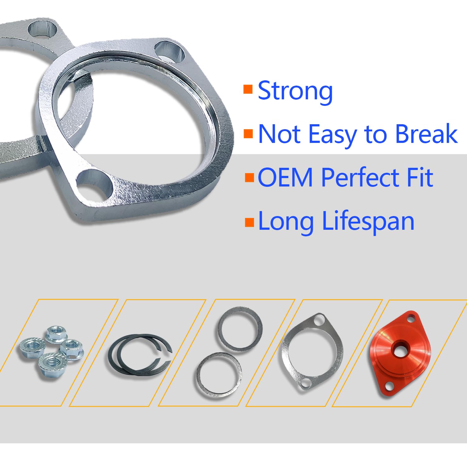 Biglknm Gasket & Chrome Flange With Nuts & Washers Kit Compatible For Harley-Davidson Big Twin Sportster 883 1200 Xl883 Xl1200 4