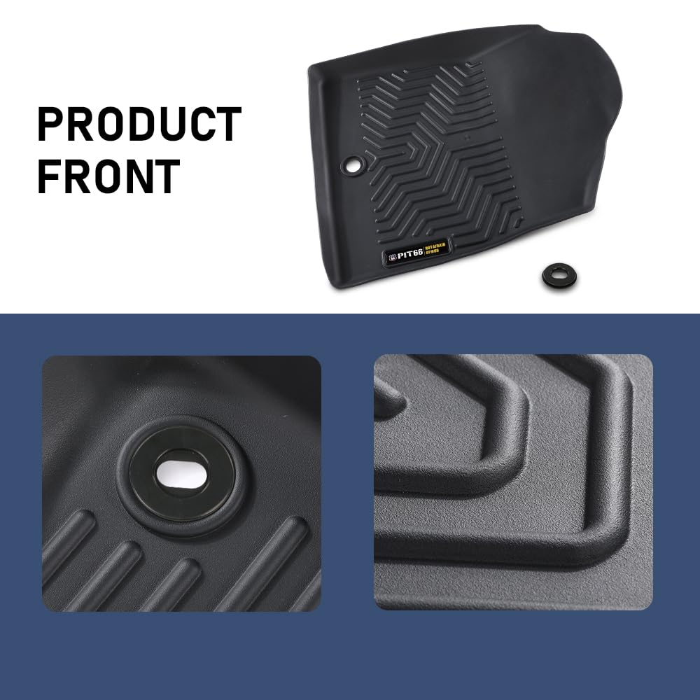 Pit66 Floor Mats Compatible With 2023-2024 Honda Pilot (Heavy Duty) Tpe 4-Piece Premium,Black