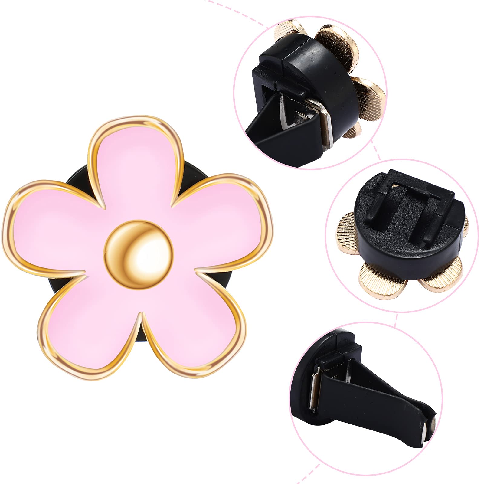 Frienda 6 Pcs Daisy Flower Air Vent Clip Air Freshener Outlet Clip Car Air Conditioning Clip Charm Car Inter Decor(Pink, 3 Cm, 3