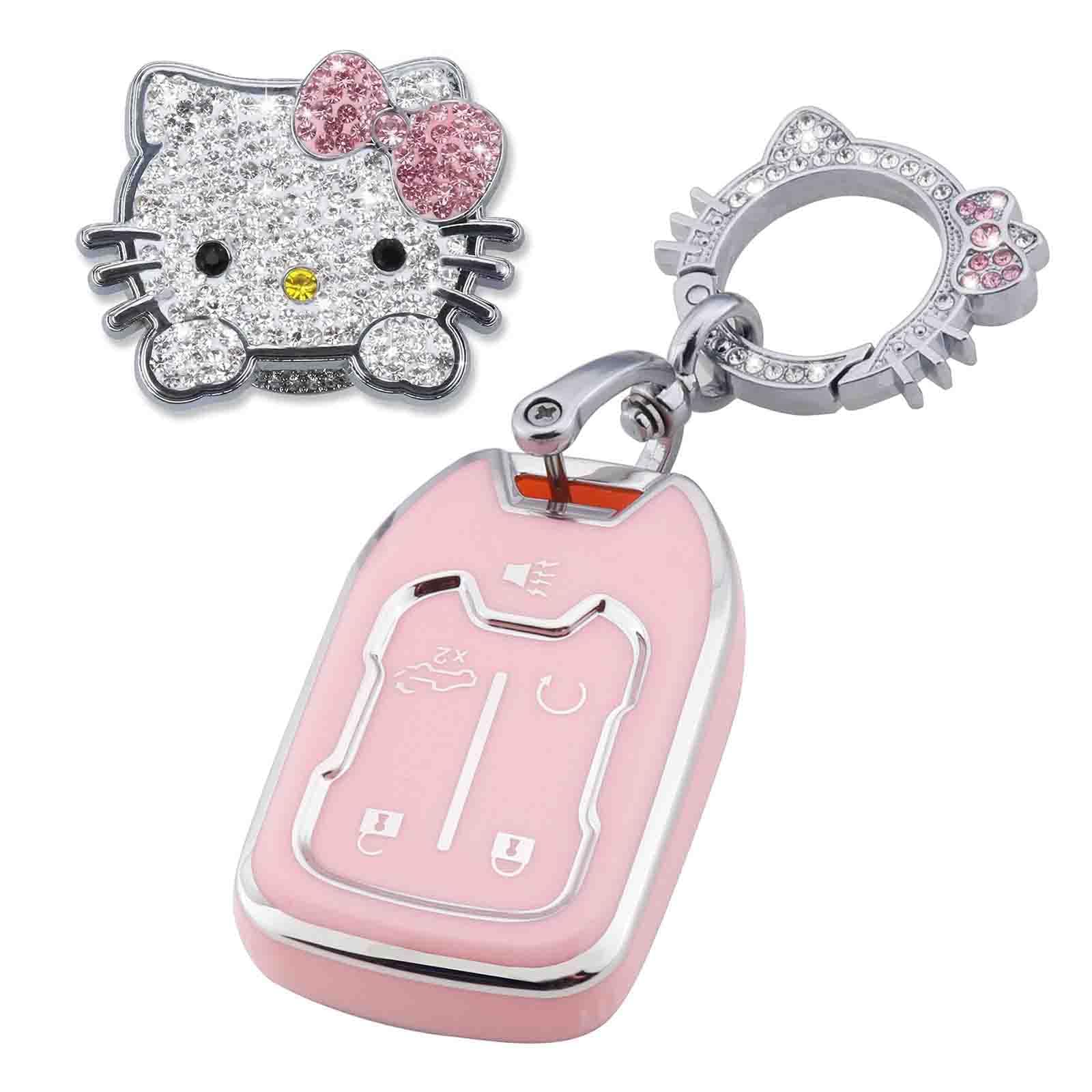 Pangpai Pink Car Accessories 3 Pcs For Chevy Gmc Silverado Sierra 1500 2500Hd 3500Hd Terrain Acadia 5 Buttons Key Fob Cover With