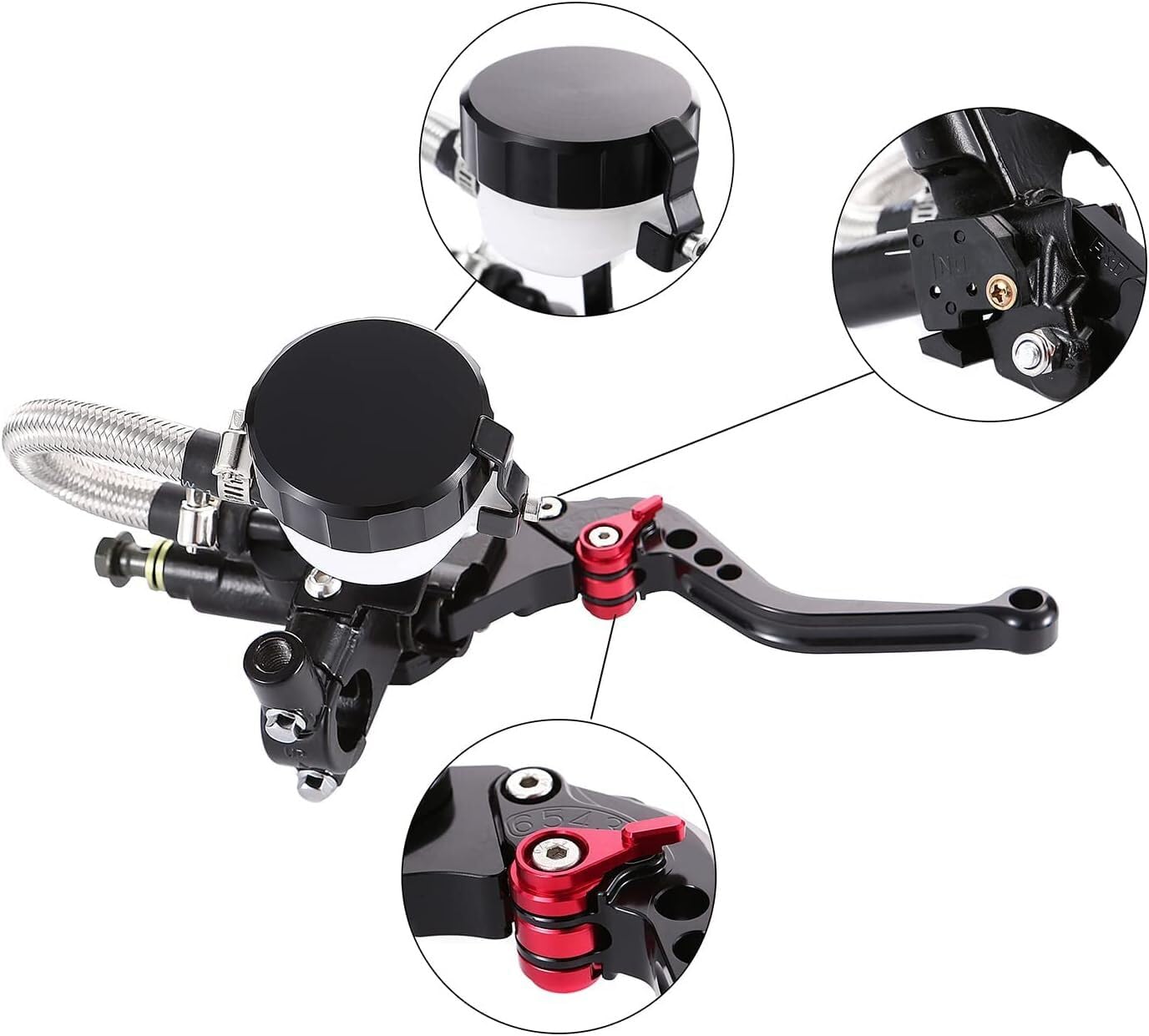 venveal Universal Motorcycle Brake Levers 7/8'' 22mm Cylinder Clutch Lever Adjustment Front Brake Master Standard Handlebar for