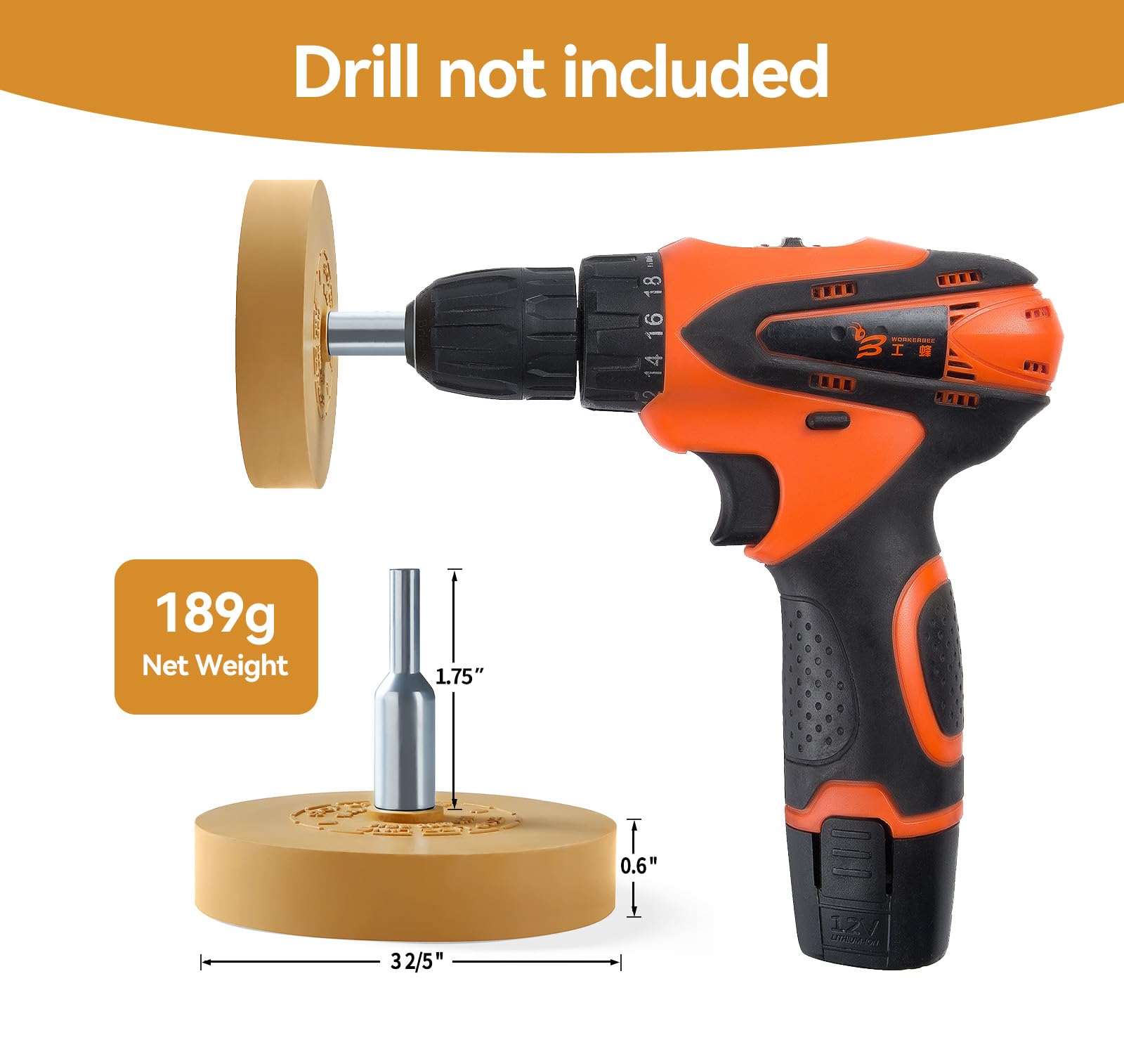 Luckyguard Decal Remover Eraser Wheel - Yellow Rubber - Compatible With Home Power & Pneumatic Drills