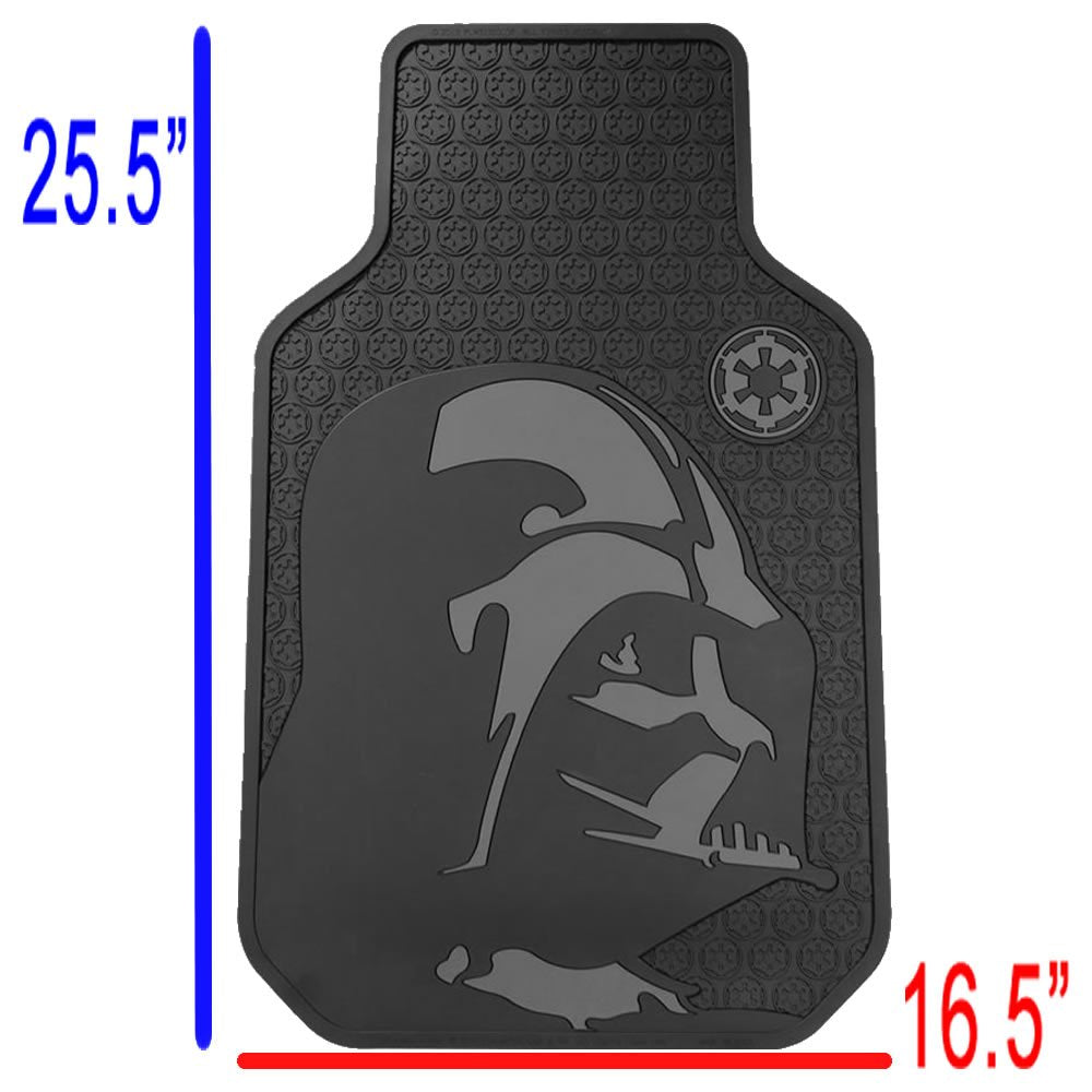 Plasticolor Star Wars Darth Vader Rubber Floor Mats - All-Weather, Black, 4PC Set, Model VADER4 for Car, Truck, SUV