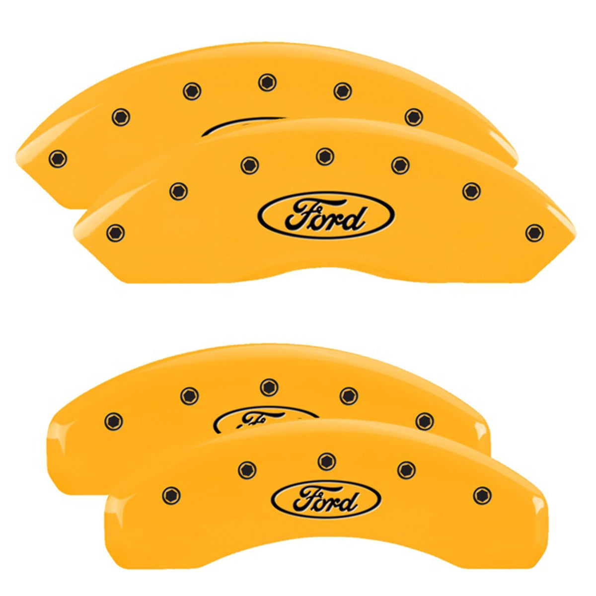 Mgp Brake Caliper Covers For Ford Ranger 2019-22, Bronco 2021-22, Yellow Powder Coated Finish With Engraved Black Ford Logo, Fro