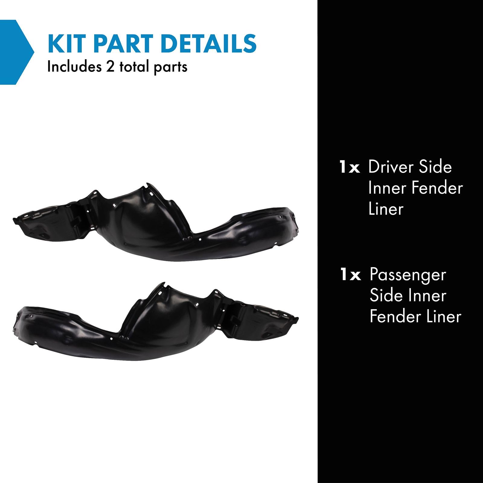 Trq Inner Fender Liner Set Compatible With 1996-1999 Subaru Legacy Su1248106 Su1249106
