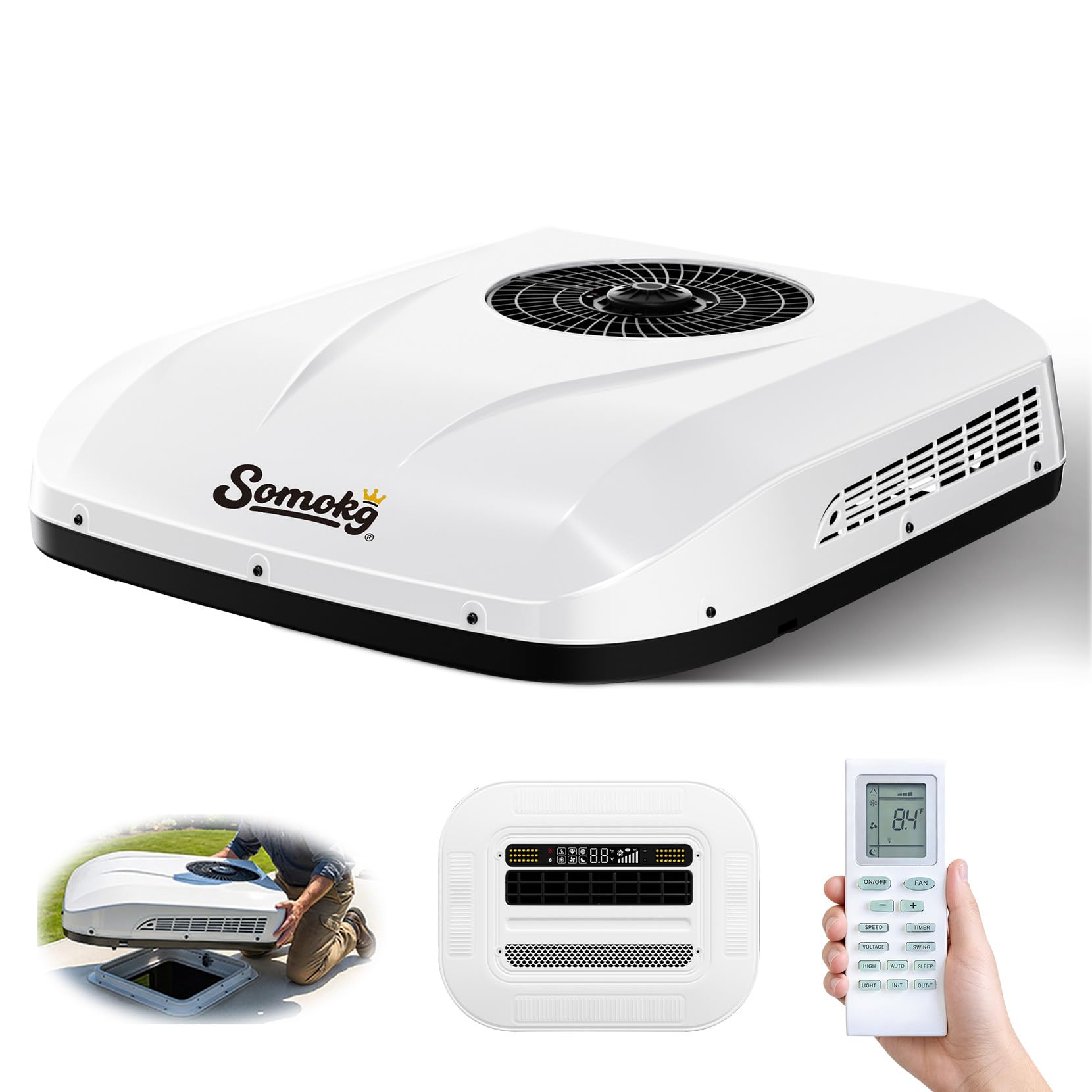 12V RV Air Conditioner | 11000 BTU Ultra-Low Power Draw | 43LBS Mini 1-Person DIY Install | Quiet 12 Volt DC Battery Powered Cam