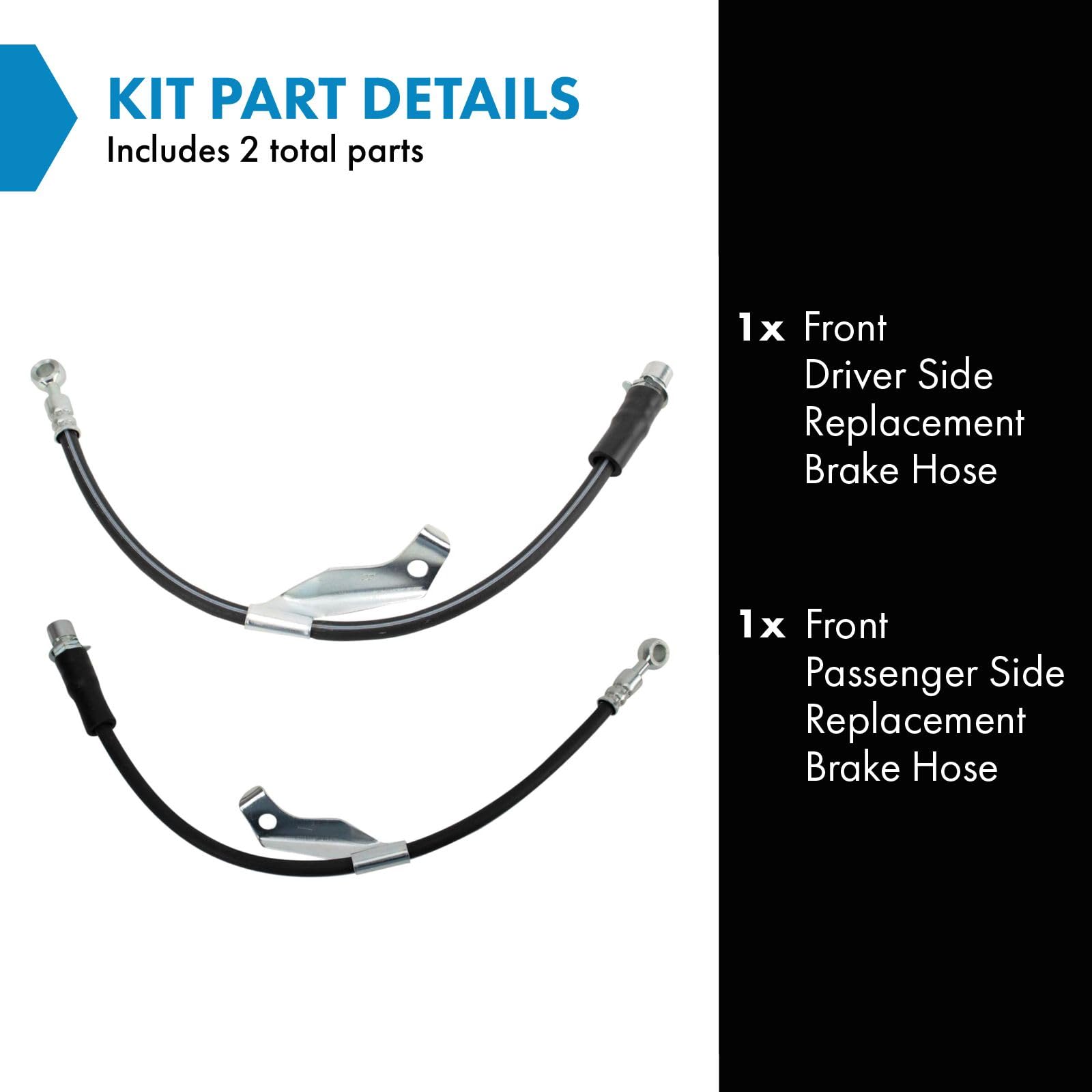 Trq Front Brake Hose Set Compatible With 2012-2013 Chevrolet Captiva Sport 2007-2009 Equinox Pontiac Torrent 2008-2010 Saturn Vu