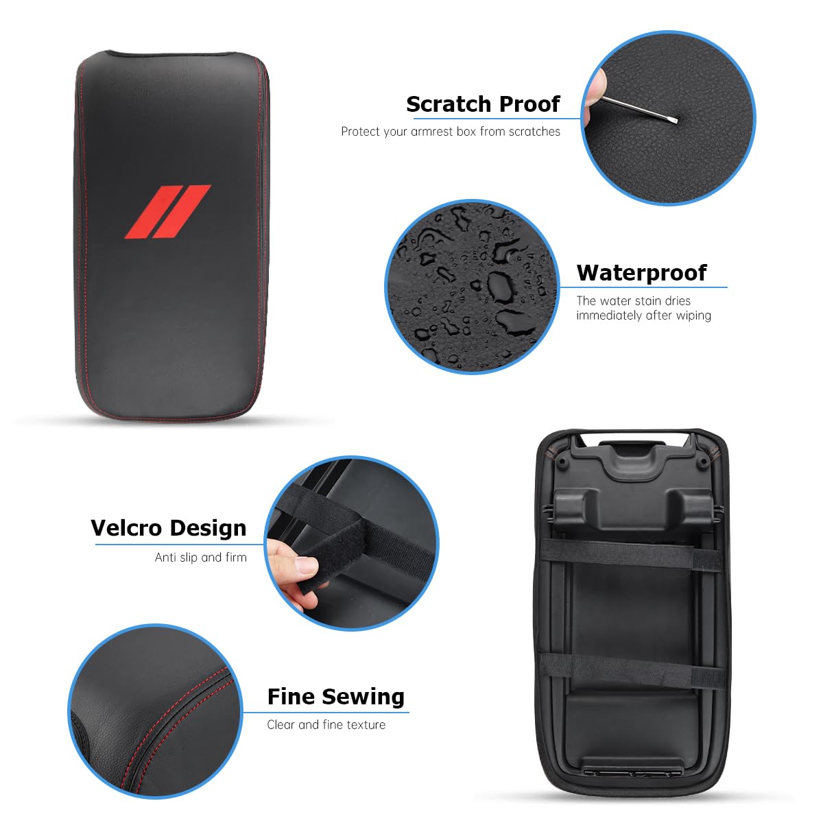 Intget New Upgraded Center Console Cover For Dodge Charger Accessories 2011-2020 2021 2022 2023 For Chrysler 300 2015-2022 Leather Armrest Cover Console Lid Protector Cushion Pad