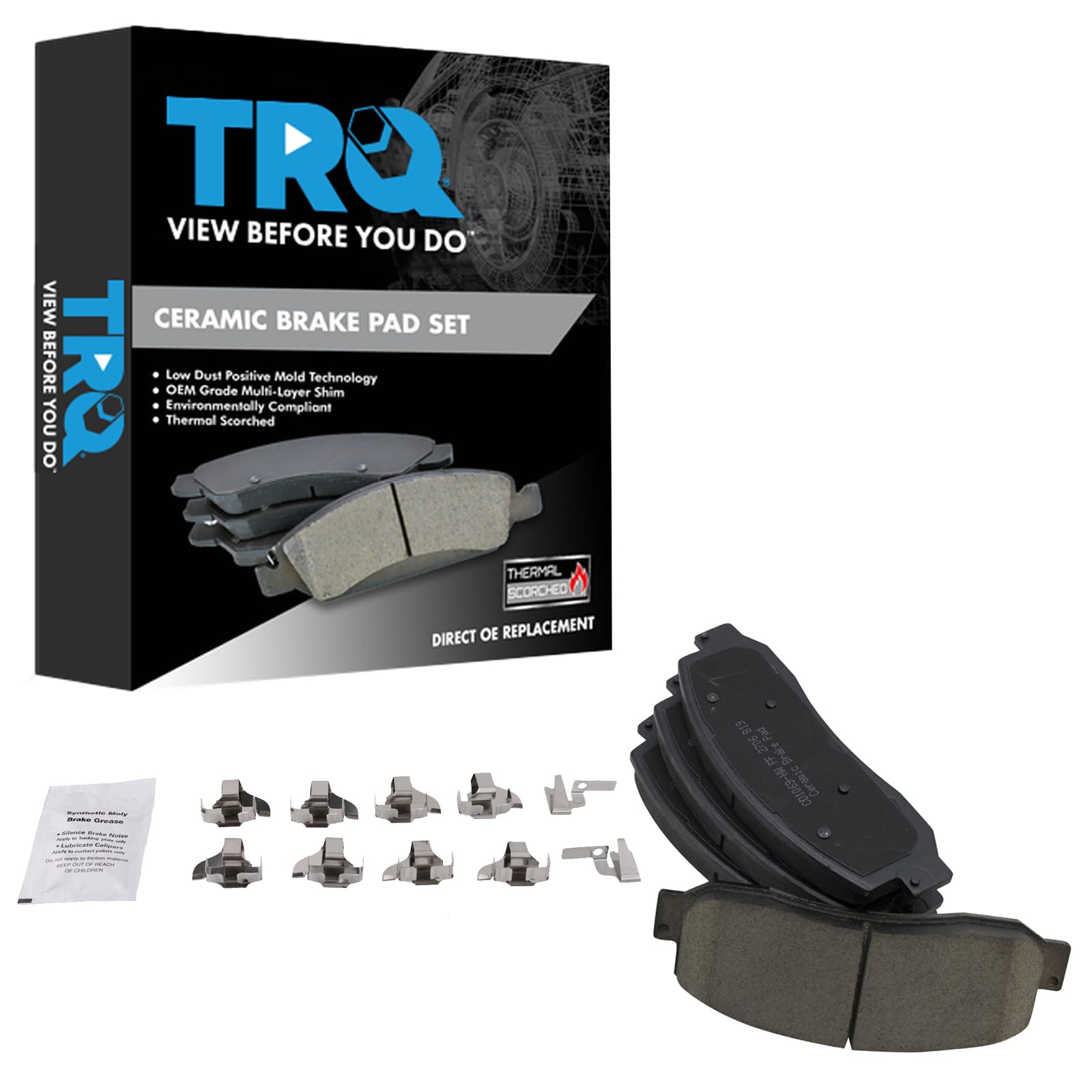 TRQ Front Brake Pads Ceramic Compatible with 2005-2012 Ford F-250 Super Duty F-350 Super Duty