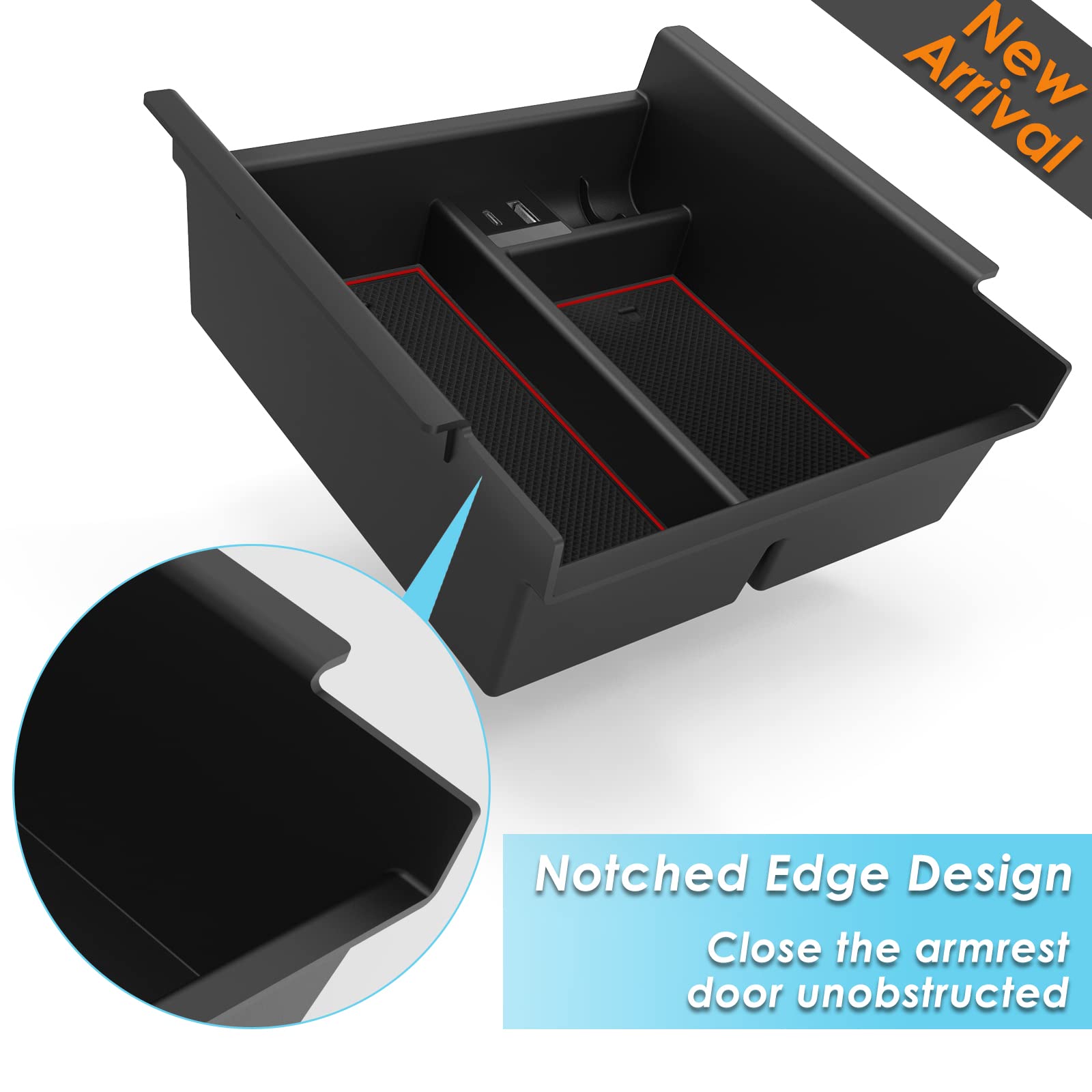 Upgrade For Toyota 4Runner Center Console Organizer Tray 2024 2023,2022-2010(With Usb Port), Insert Storage Armrest Box For 4Runner 2010-2019 2020 2021 2022 2023 2024 5Th Gen 4Runner Car Accessories