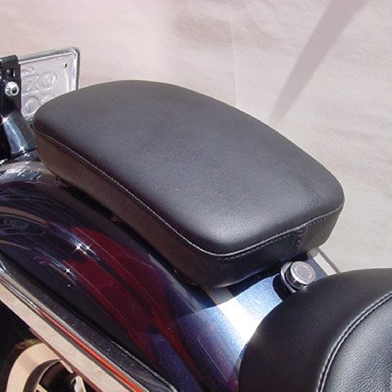 Osan Leather Pillion Pad 6 Suction Cup Rear Passenger Seat For Harley Custom Bikes