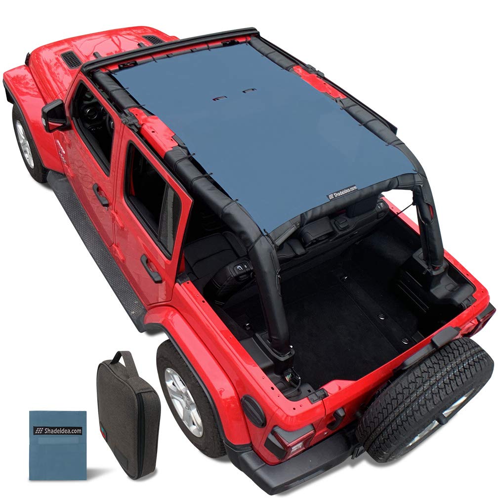 Shadeidea Sun Shade Top For Jeep Wrangler Jl Unlimited 4 Door (2018-2023) Front And Rear - Mesh Screen Sunshade Jlu Top Cover Uv