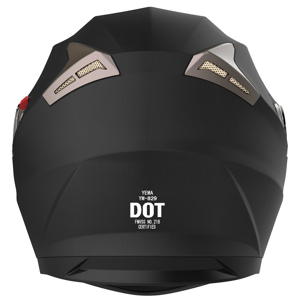 Motorcycle Full Face Helmet Dot Approved - Yema Helmet Ym-829 Motorbike Moped Street Bike Racing Casco Moto Helmet With Sun Visor For Adult,Youth Men And Women - Matte Black,Xxl