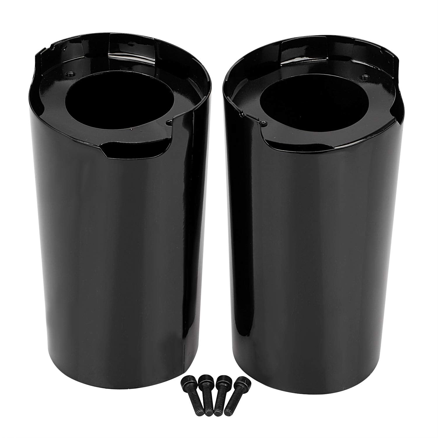 SHMTOOL Gloss Black Upper Fork Slider Covers Cow Bells for Harley Touring Street Glide Road Glide Electra Glide Tri Glide 2014-L