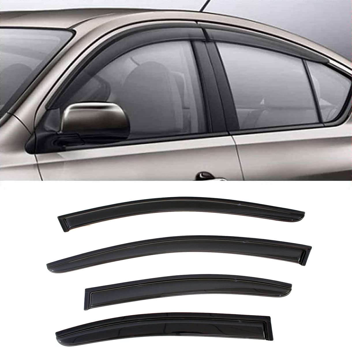 Deebior 94100 Side Window Deflector Visor Rain Guard fit for 2009-2015 Nissan Maxima,4pcs Outside Mount Tape-on Shatterproof Dar