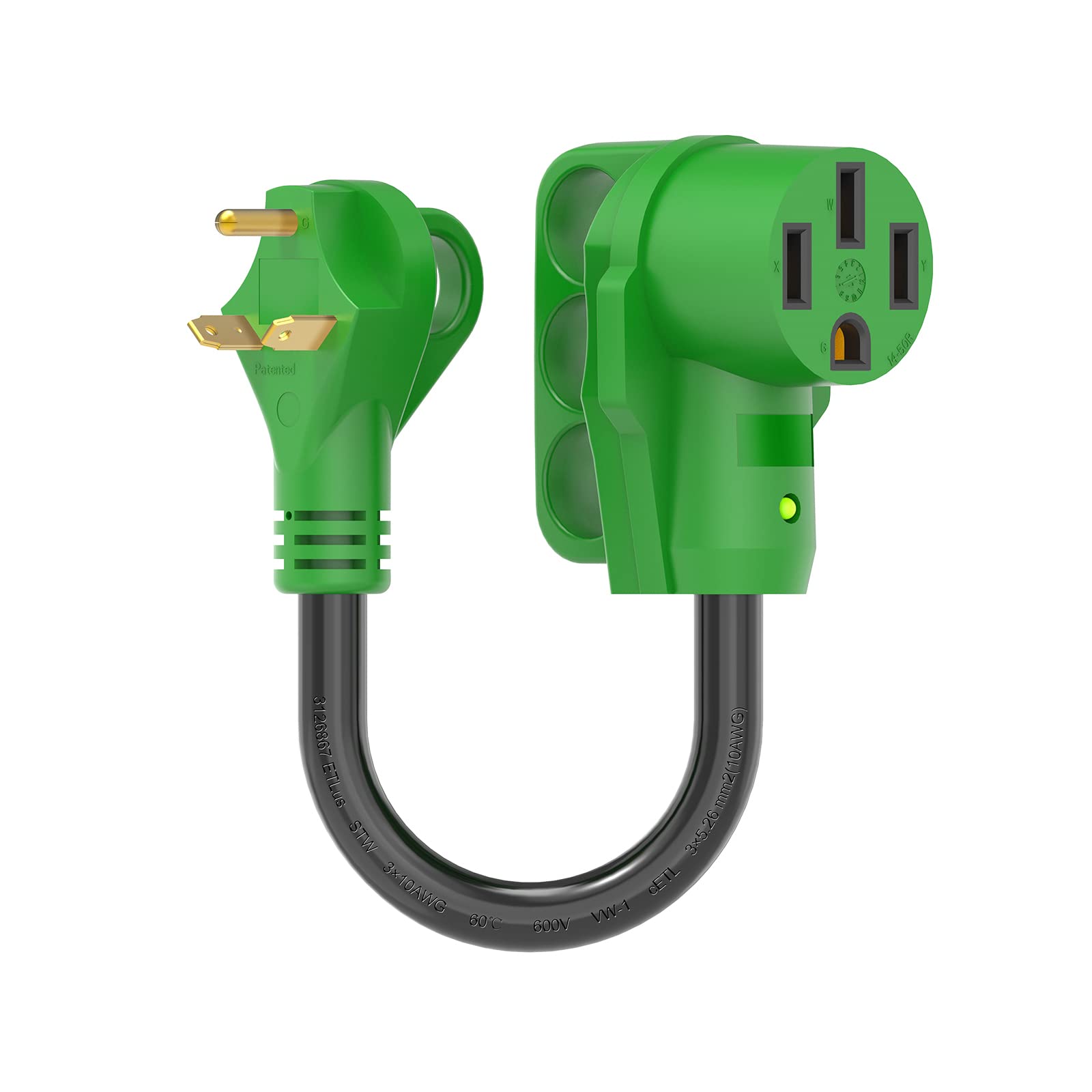 Rvguard 30 Amp To 50 Amp Rv Adapter Cord 12 Inch, Nema Tt-30P To Nema 14-50R, Dogbone Electrical Converter With Led Power Indica