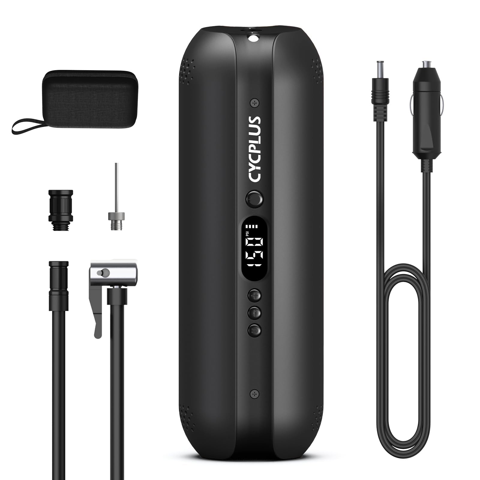 Cycplus Tire Inflator Portable Air Compressor - 150Psi Cordless Air Pump With Digital Tire Pressure Gauge, Accurate Lcd Display