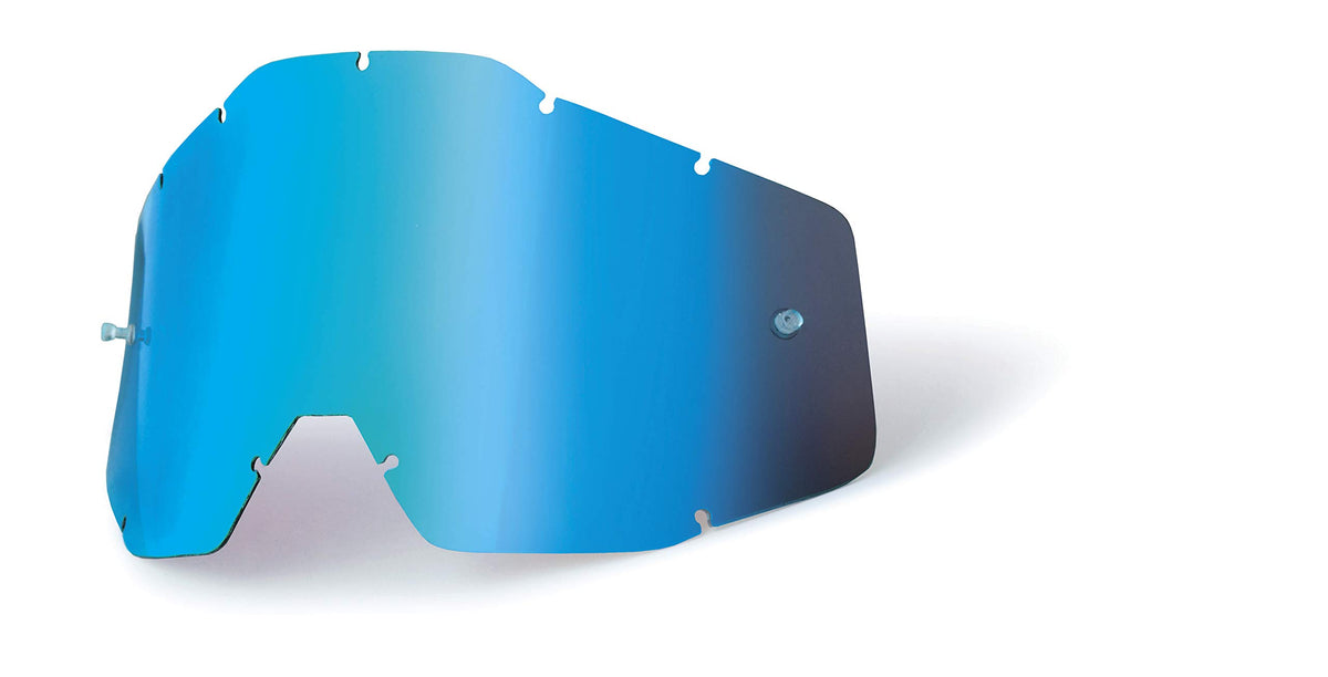 100% Goggle Replacement Lens - Racecraft 1, Accuri 1, Strata 1 Compatible (Anti-Fog-Blue Mirror)