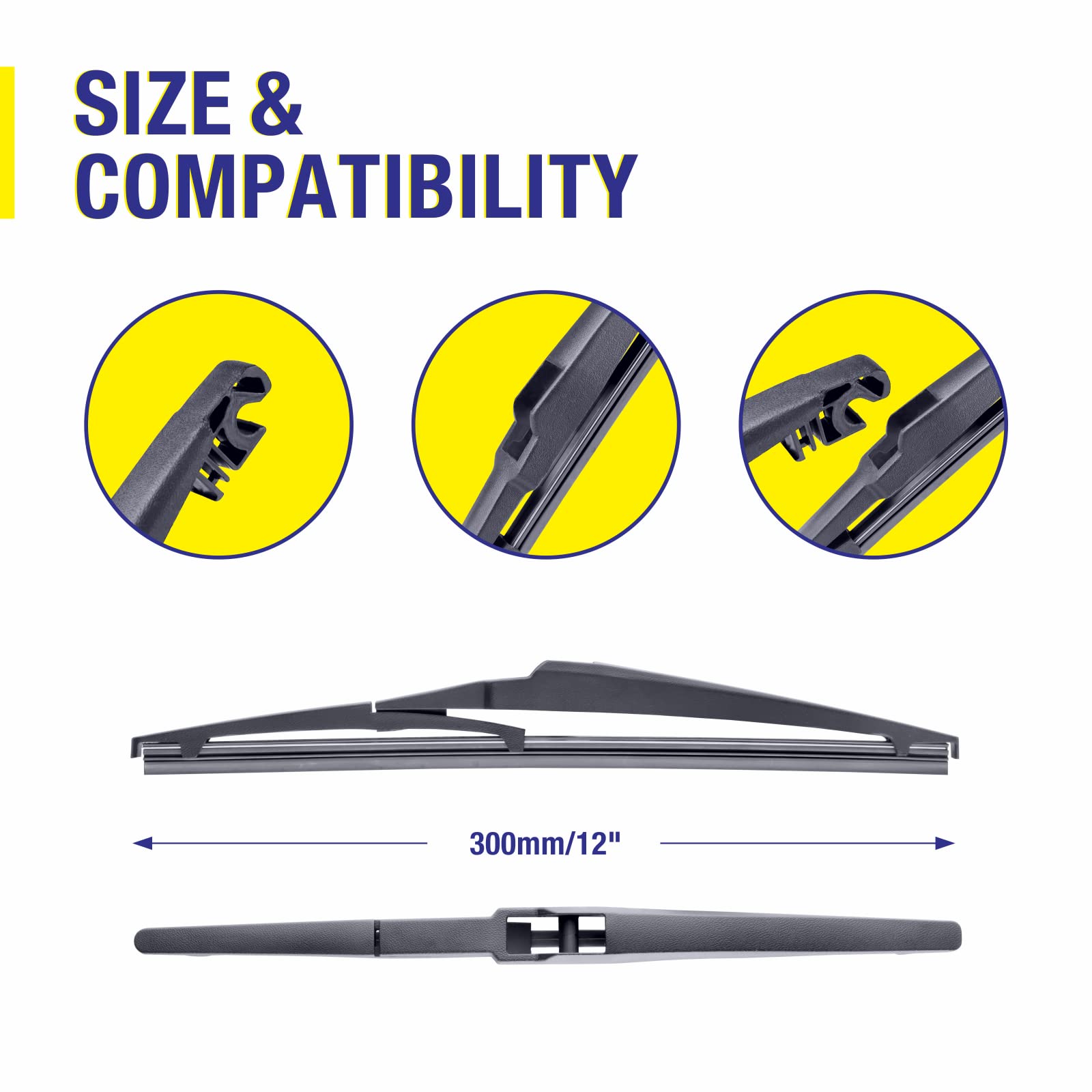 5 Plus 12' Rear Wiper Blades Replacement For Toyota Rav4 2022-2019,2012-2001, Highlander 2019-2001,Land Cruiser 2019-2013,2011-2008, Yaris 2019,11-06 Venza 14-09, Back Windshield Wiper Blades-(12-A)