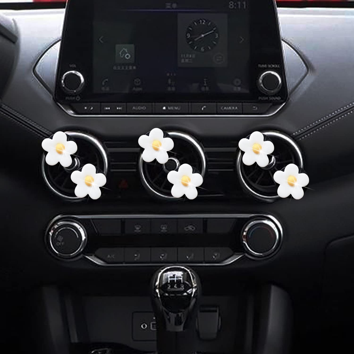 Ntrr Cute Daisy Vent Clips, 5 Pcs White Flower Car Air Fresheners For Women Daisy Car Diffuser Vent Clips Car Interior Decor Cut