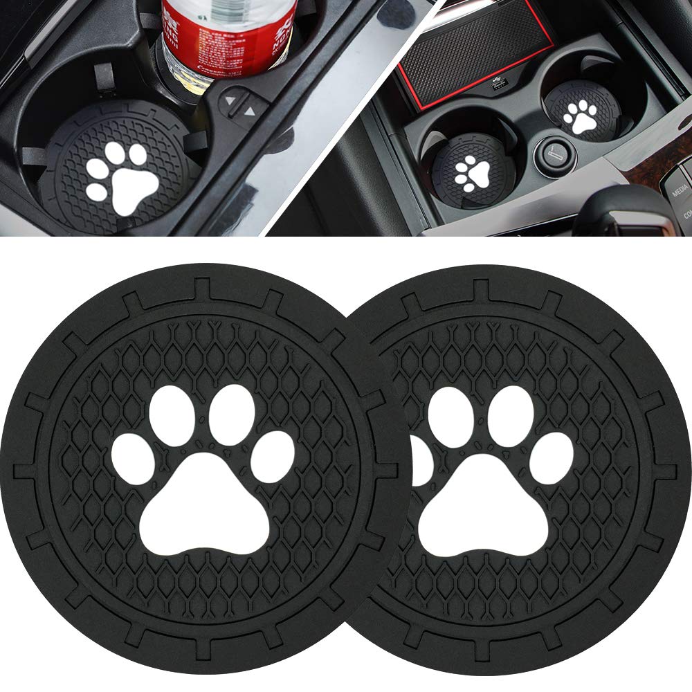 Buknikis Car Cup Holder Coasters-Car Interior Accessories 2.75 Inch Silicone Anti Slip Cute Dog Paw Car Coaster -Universal (Pack