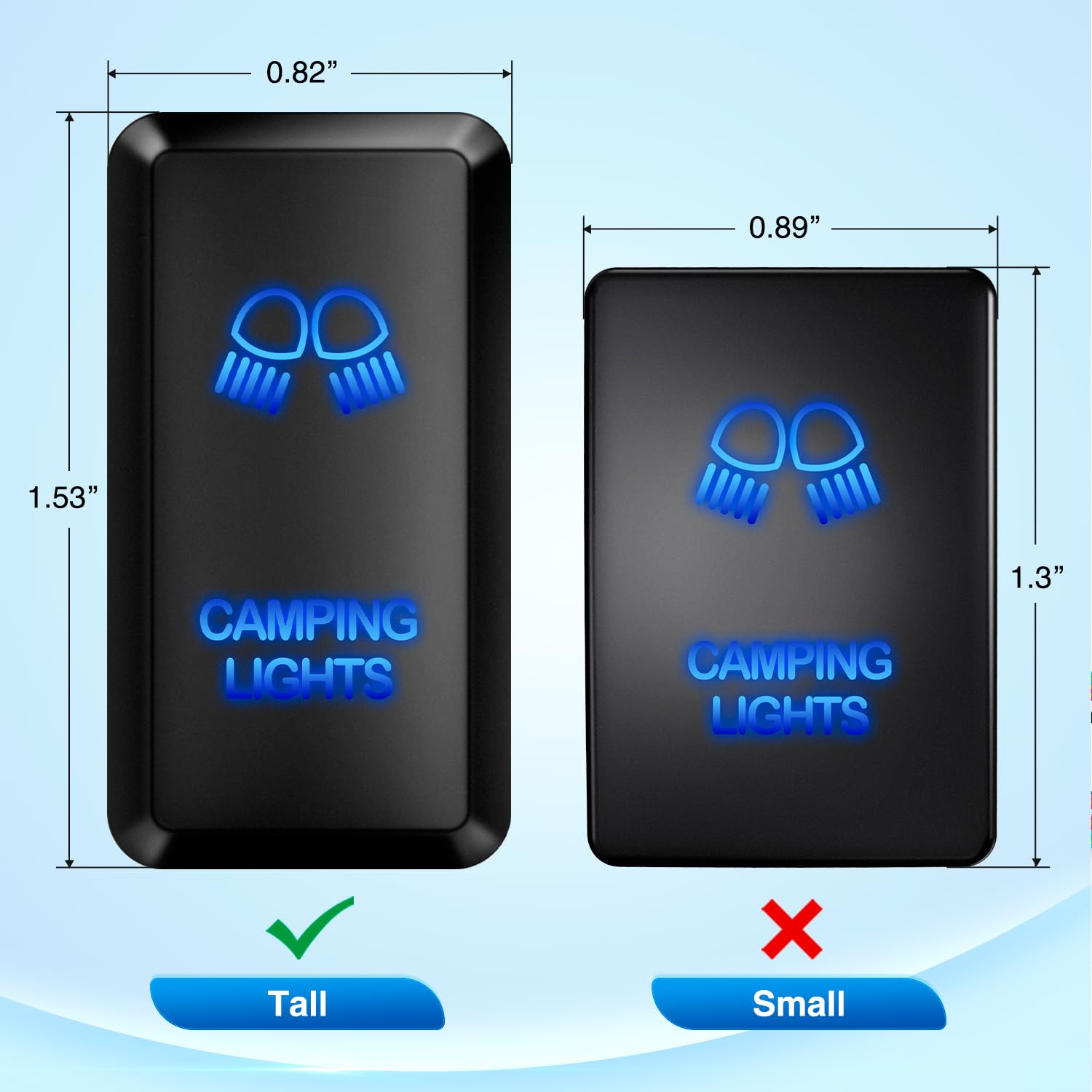 Nilight Camping Lights Push Button Switch 12V On Off Switches With Connector Wire Kit 1.54'' X 0.83'' Replacement For Toyota Fj