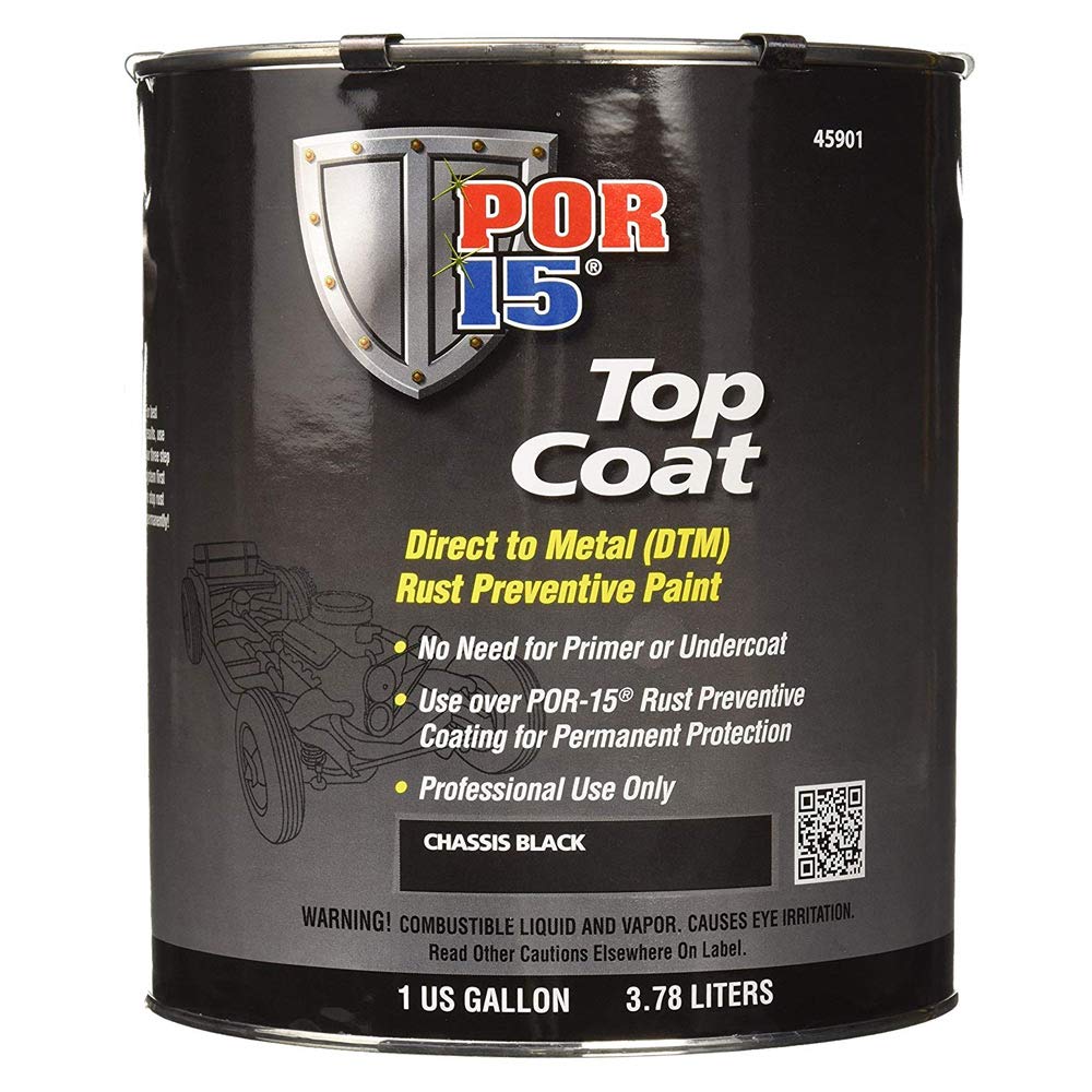POR-15 Top Coat Paint, Direct to Metal Paint, Long-term Sheen and Color Retention, 1-gallon, Chassis Black