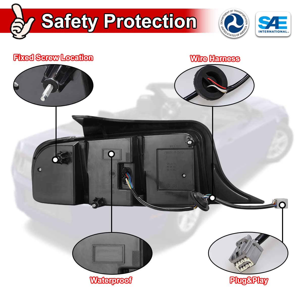 Nixon Offroad Tail Lights For Ford Mustang 2010-2014 Tail Lamps Led Rear Lights Car Rear Lamps Assembly Replacement 1Pair (Black