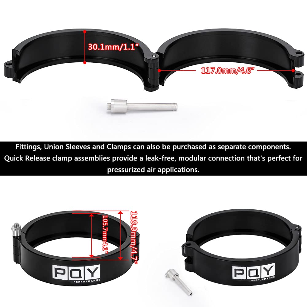 Pqy 4 Inch Aluminum Quick Release V Band Clamp With Flange Intake Intercooler Pipe Clamp Throttle Union Sleeve