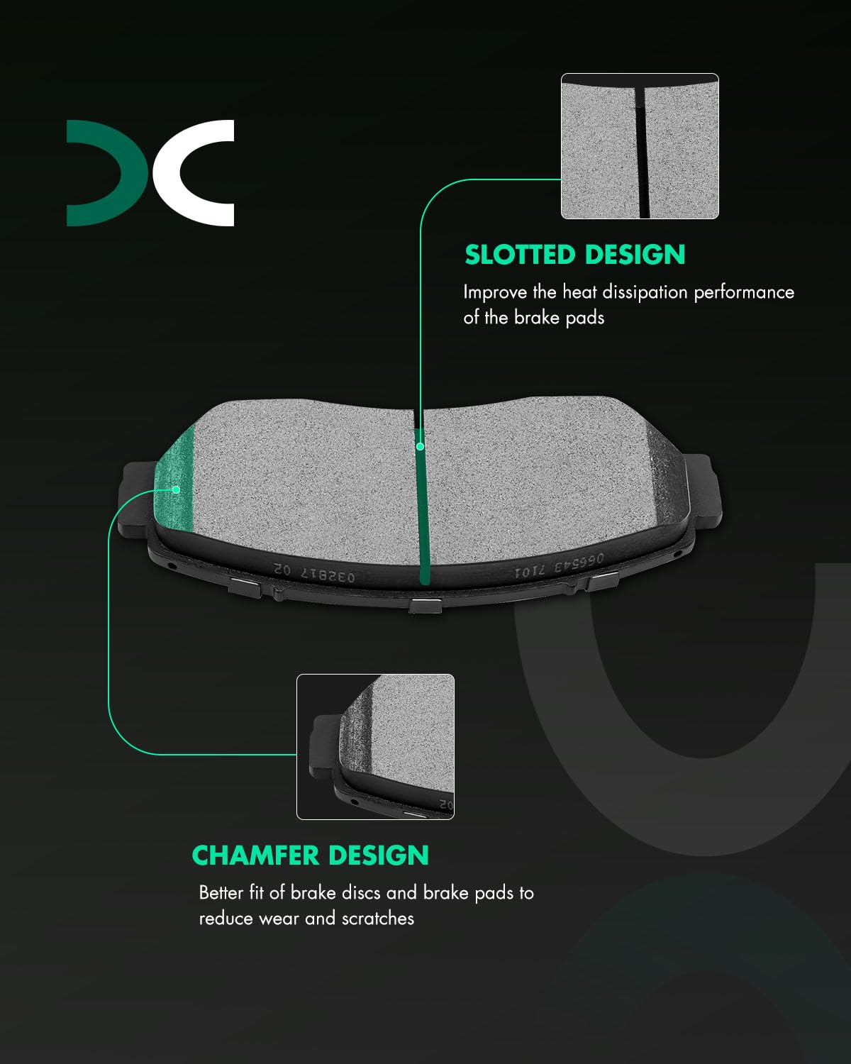 Scitoo Front Rear Disc Brake Pad Set 8Pcs W/Hardware Fit For Acura For Tlx 2021 2022