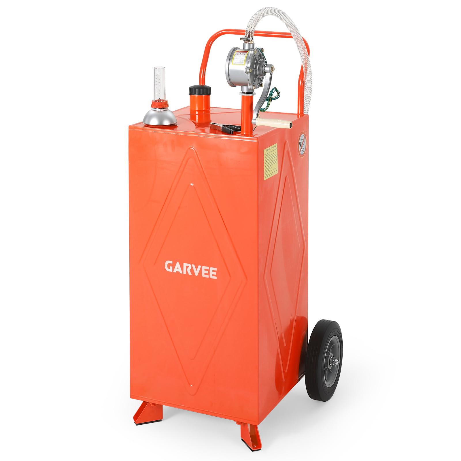 35 Gallon Fuel Gas Caddy Storage Tank, Portable Gas Caddy w/ Wheels, Reversible Manual Hand Pump & Fuel Hose, Anti-Static Ground