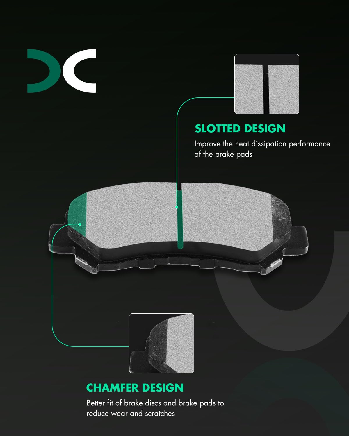 SCITOO Disc Brake Pads Kits D1374-8449 Semi Metallic Front Brake Pads Set Fit For Nissan For Juke 2014-2017,For Nissan For Maxim