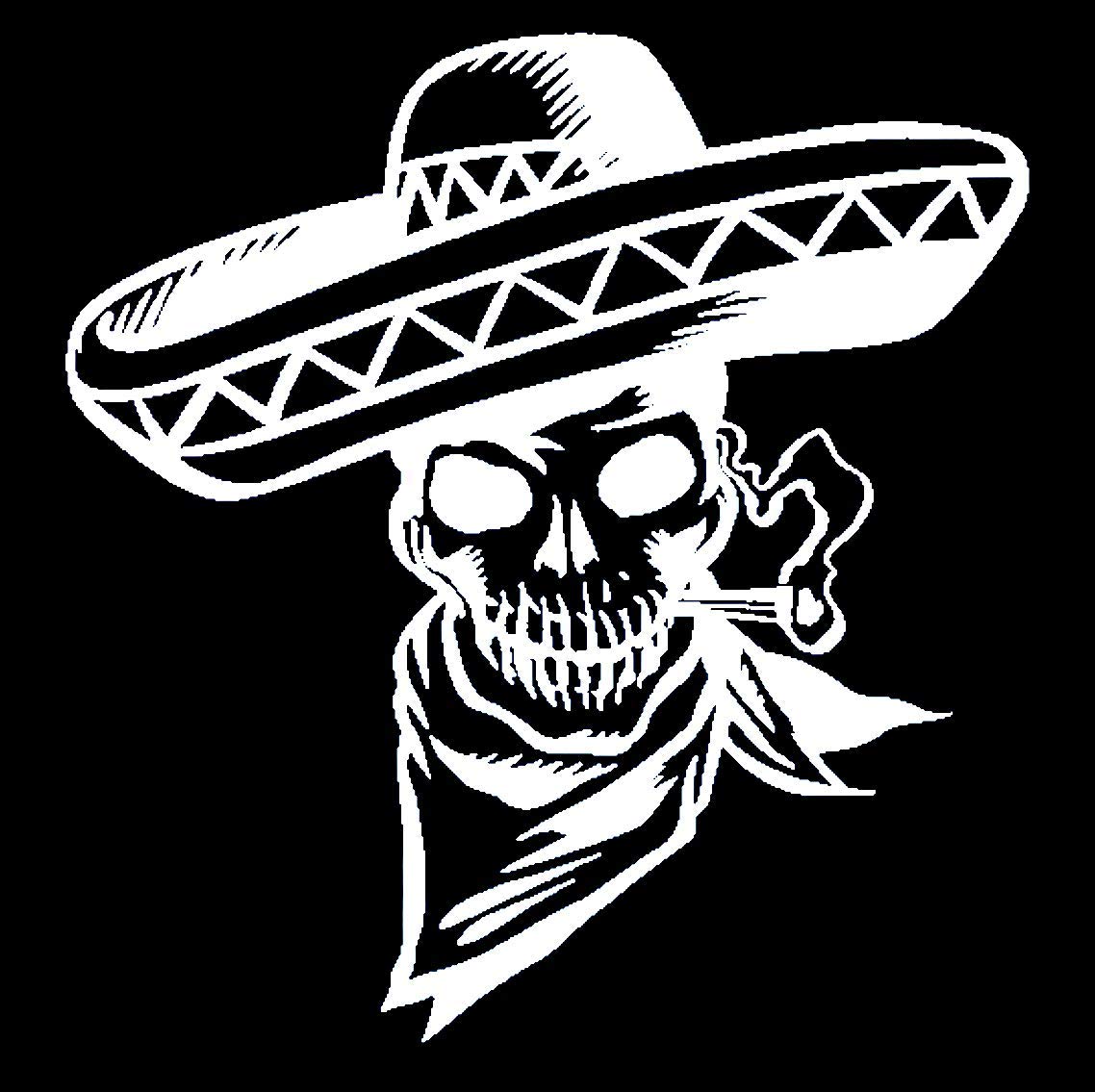 Traditional Mexican Skeleton With Sombrero Car Truck Laptop SUV Wall Window Die Cut Vinyl Decal Sticker (White, 6')'