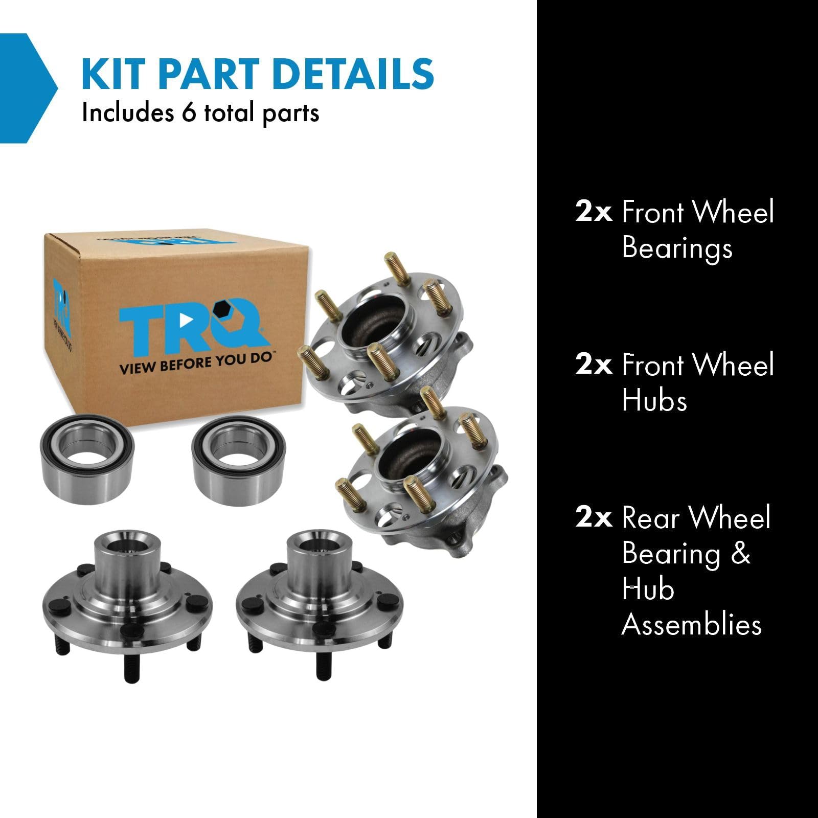 Trq Wheel Hub Bearings Assembly Set Compatible With 2009-2014 Acura Tsx 2008-2012 Honda Accord