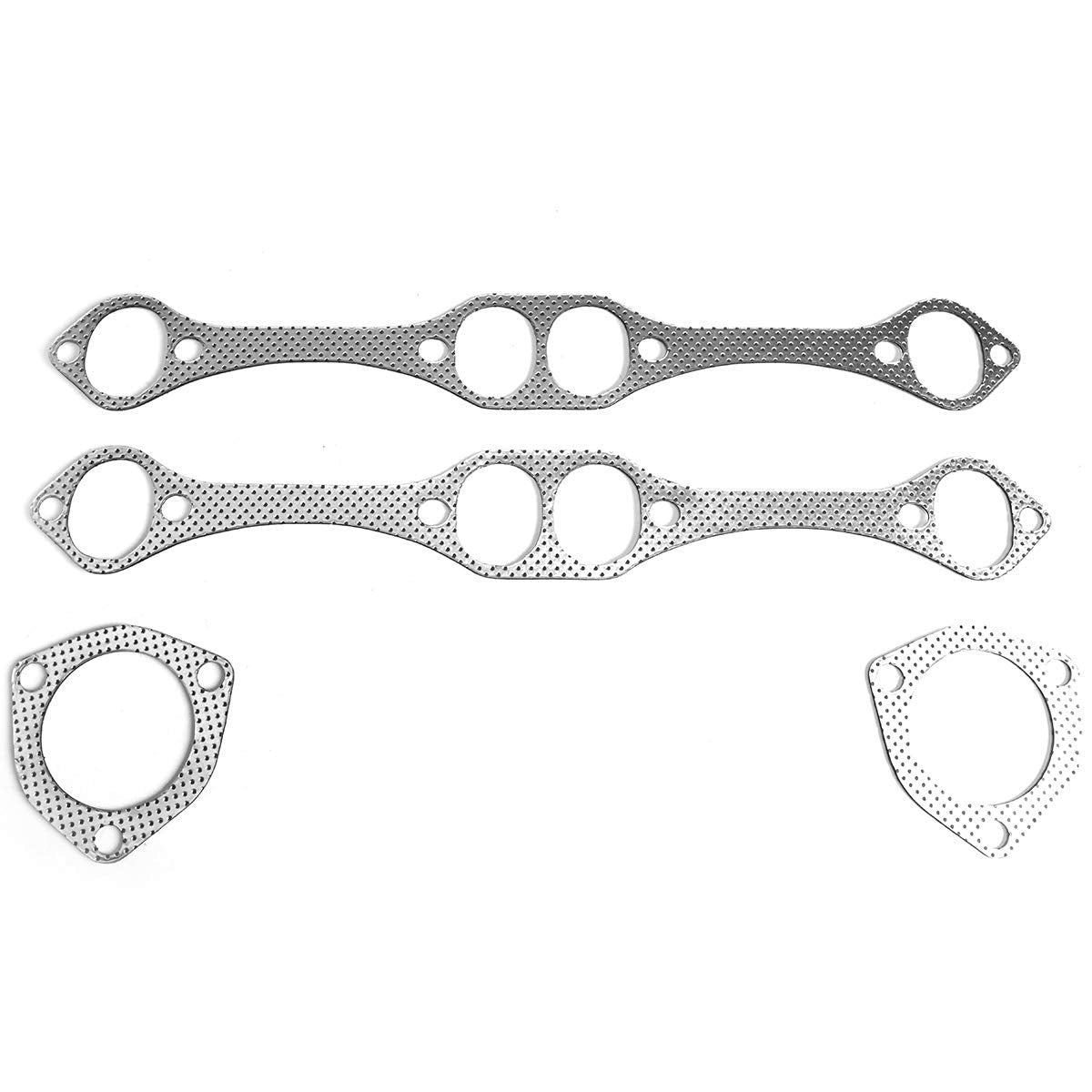 Dna Motoring Gktset-Sbc-Sb Aluminum Exhaust Manifold Header Gasket Set Replacement,Metallic