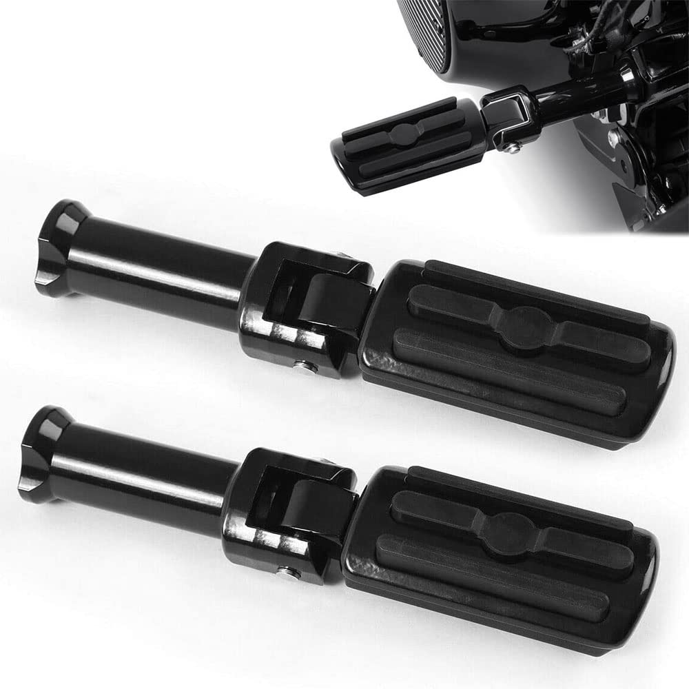 Wowtk Passenger Footpegs With Support Mounting Kit For Harley Softail 2018-2024 Deluxe Fat Boy Heritage Sport Glide Softail Slim Street Bob Breakout Models,Gloss Black