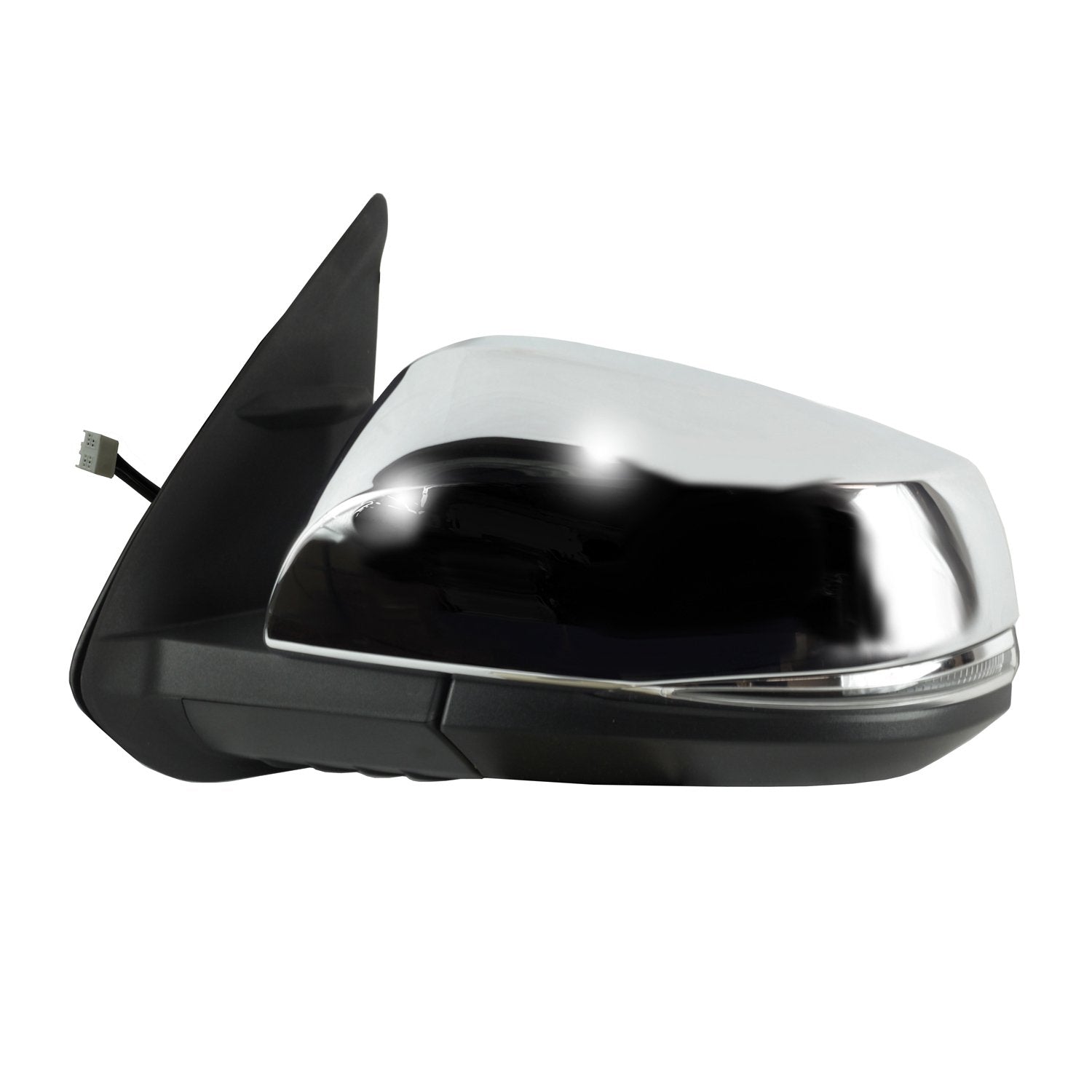 Driver Side Mirror For Toyota Tacoma, Textured Black W/Chrome Cover, W/Turn Signal, Foldaway, W/O Puddle Lamp, W/O Spot Mirror, 