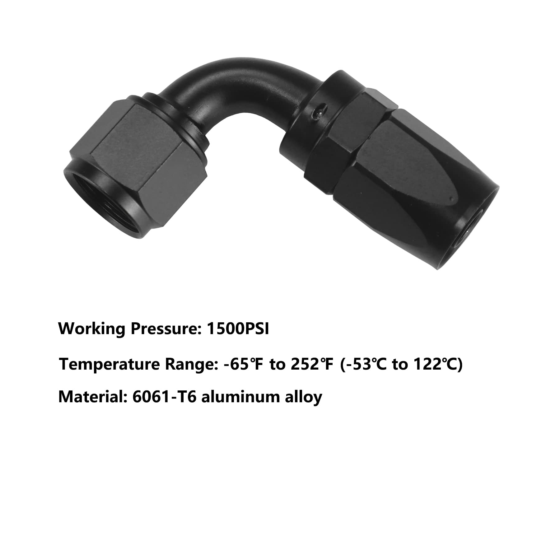 Ucreative 2Pcs 6An 90 Degree Swivel Hose End Fitting For Braided Cpe Fuel Hose Black