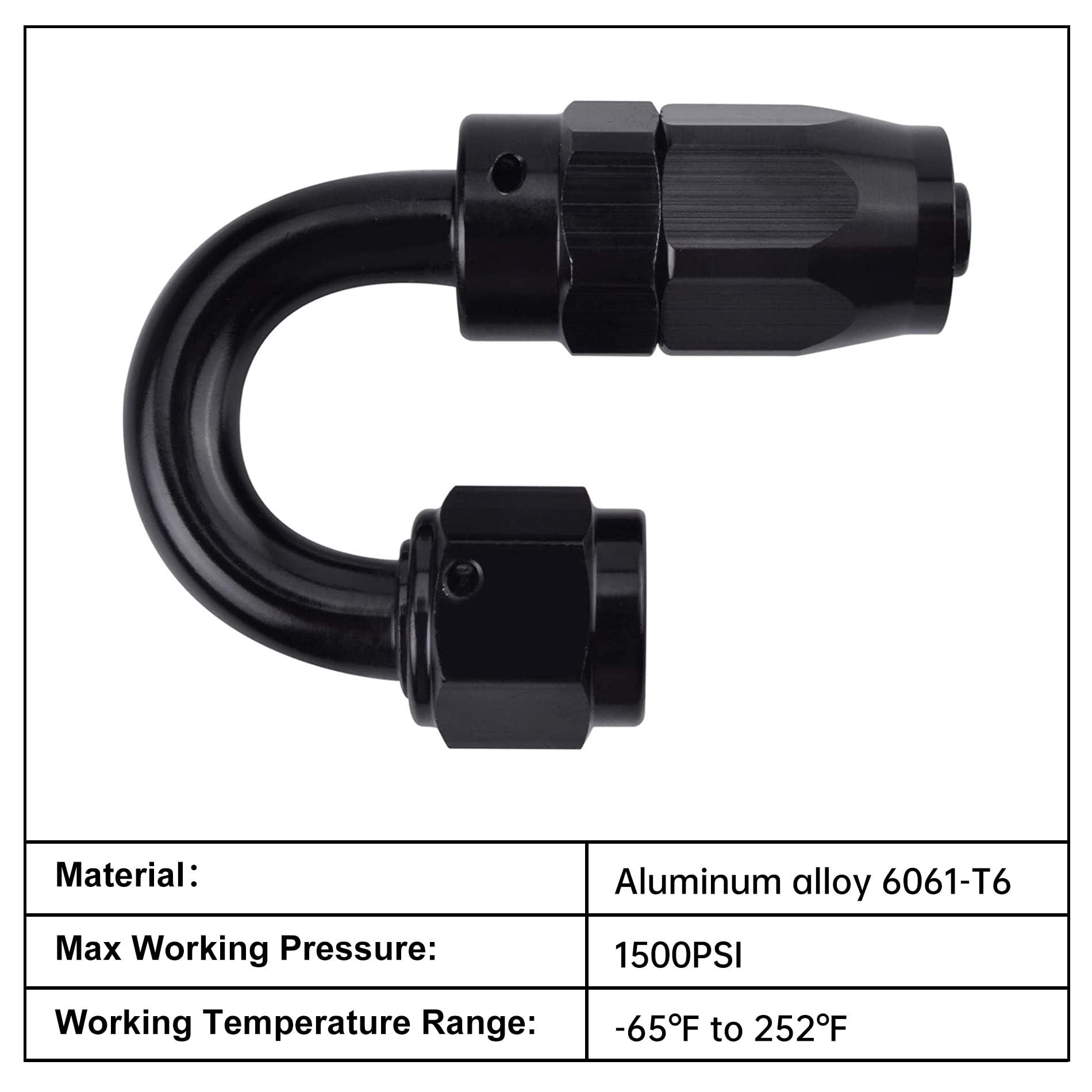 Evil Energy 8An Hose End Fitting 180 Degree Swivel For Cpe Braided Hose Black